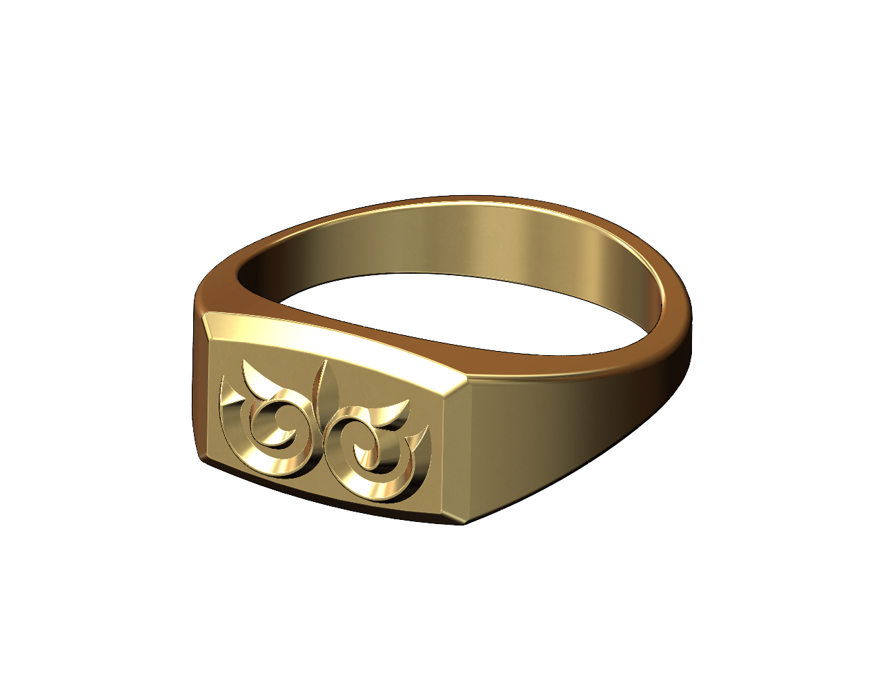 Sig Ret Rounded Vector STL file Floral pattern rounded rectangular signet US sizes 5to11 3D ...