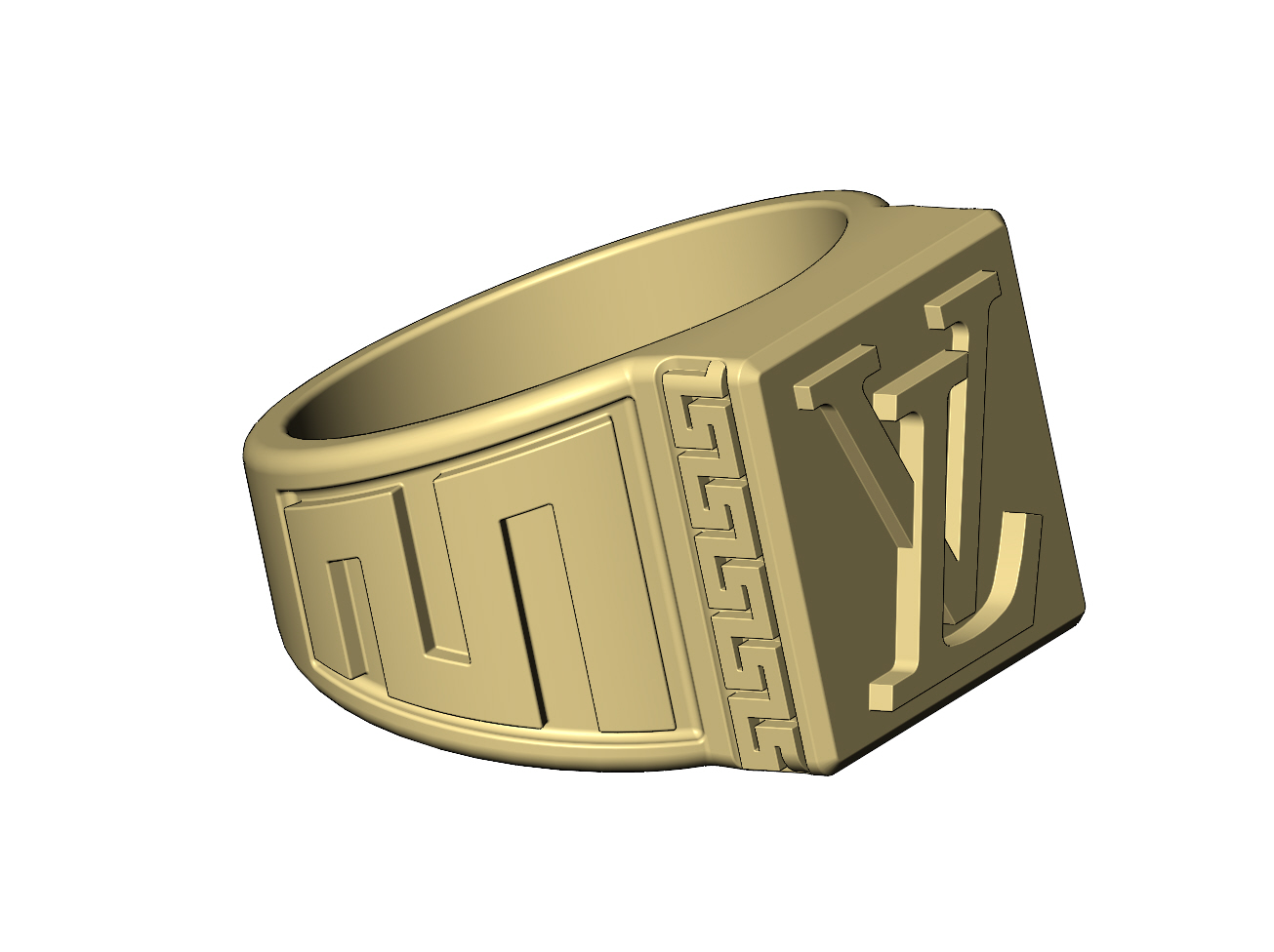 STL file LV square statment ring witn versace ornaments US size 10 3D ...