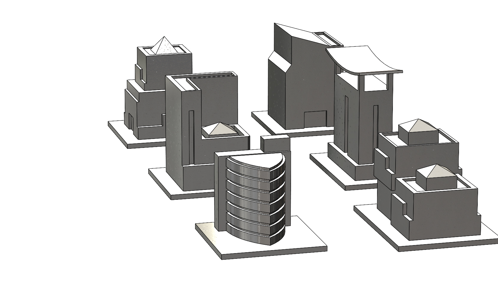 🏘️ Miniature modern buildings 3d print models・Fichier STL pour ・Cults