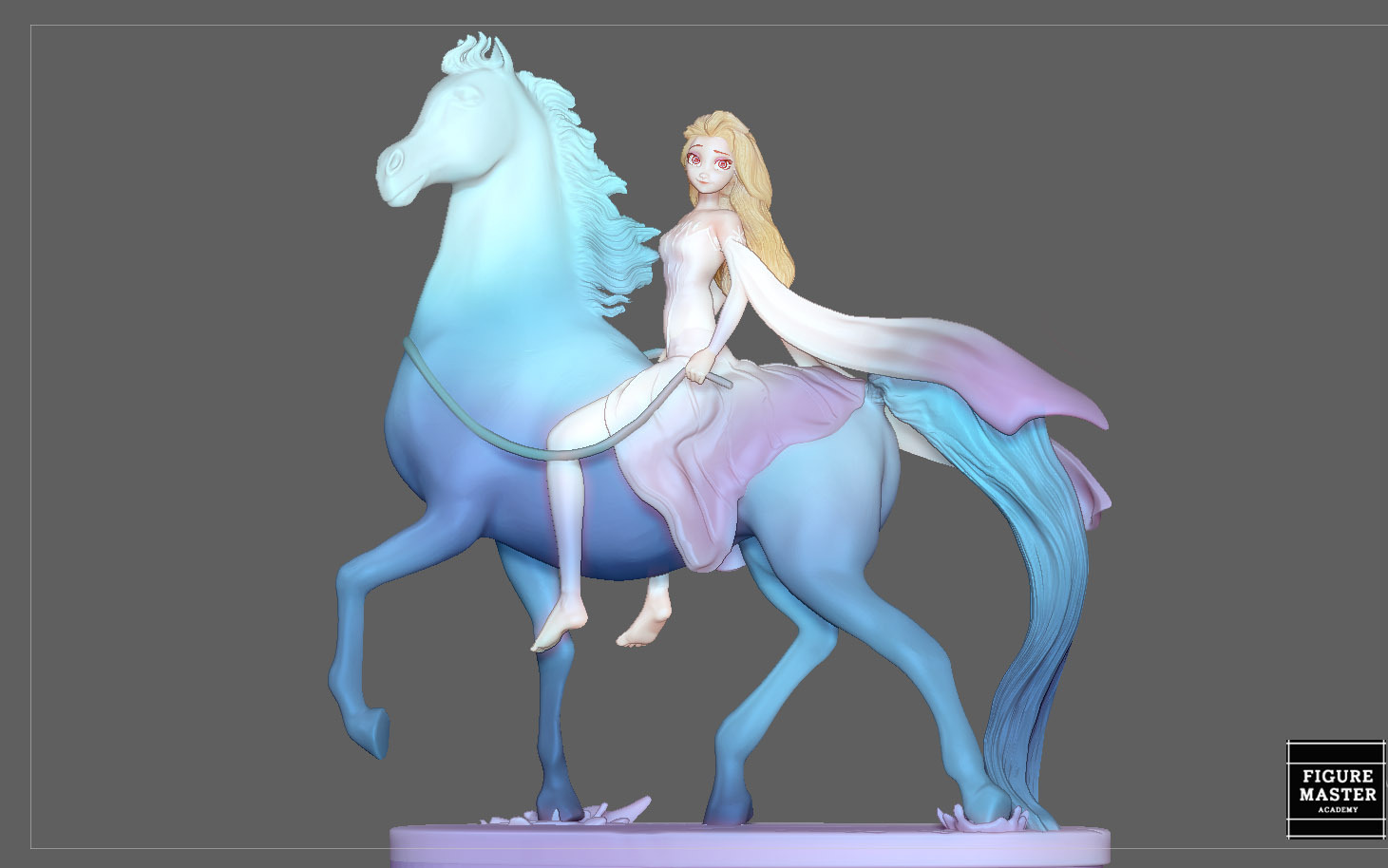 elsa様オーダー 🐎 Elsa on horse white dress FROZEN2 disney girl princess 3D