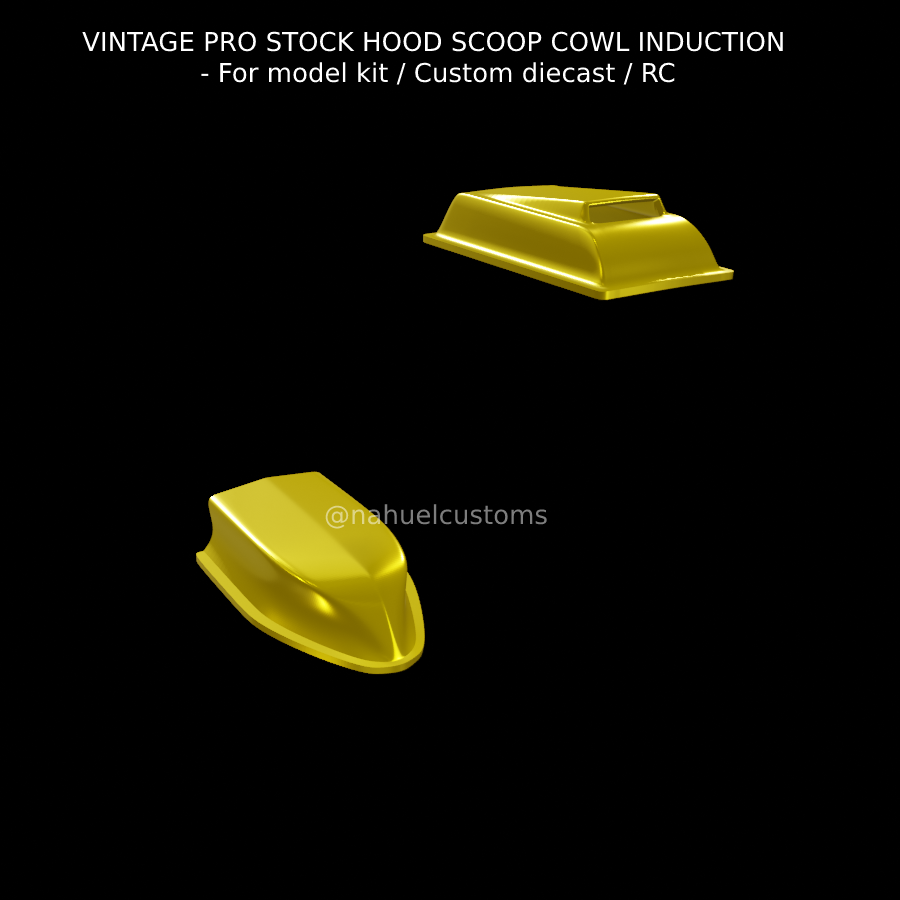 STL file VINTAGE PRO STOCK HOOD SCOOP COWL INDUCTION For model kit