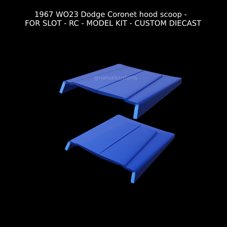 STL file 1967 WO23 Dodge hood scoop FOR SLOT RC MODEL KIT