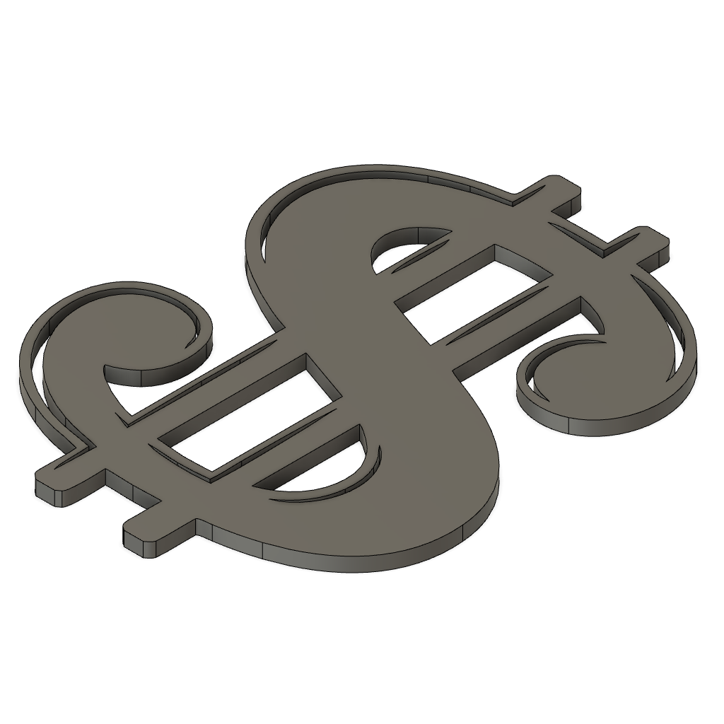 💵 Dollar Symbol 2D Dekor・ 3D Datei für ・Cults, image size:1024x1024