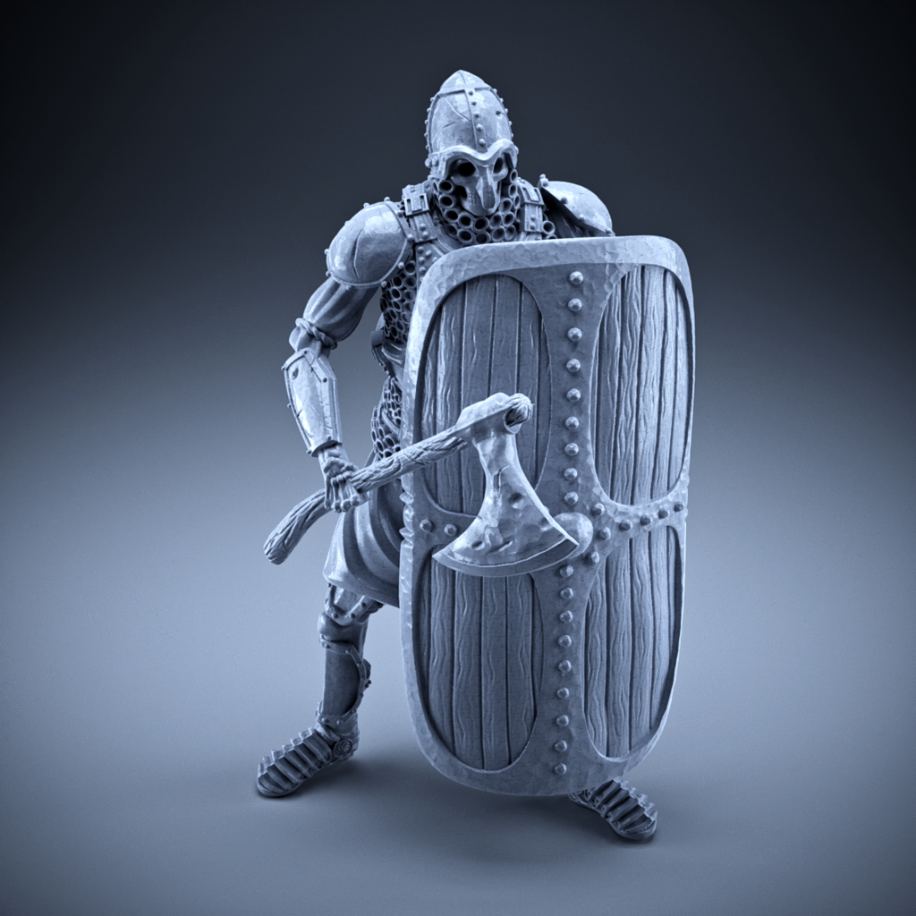 💀 Skeleton - Heavy Infantry - Axe + Square Shield - Defensive Pose・Free ...