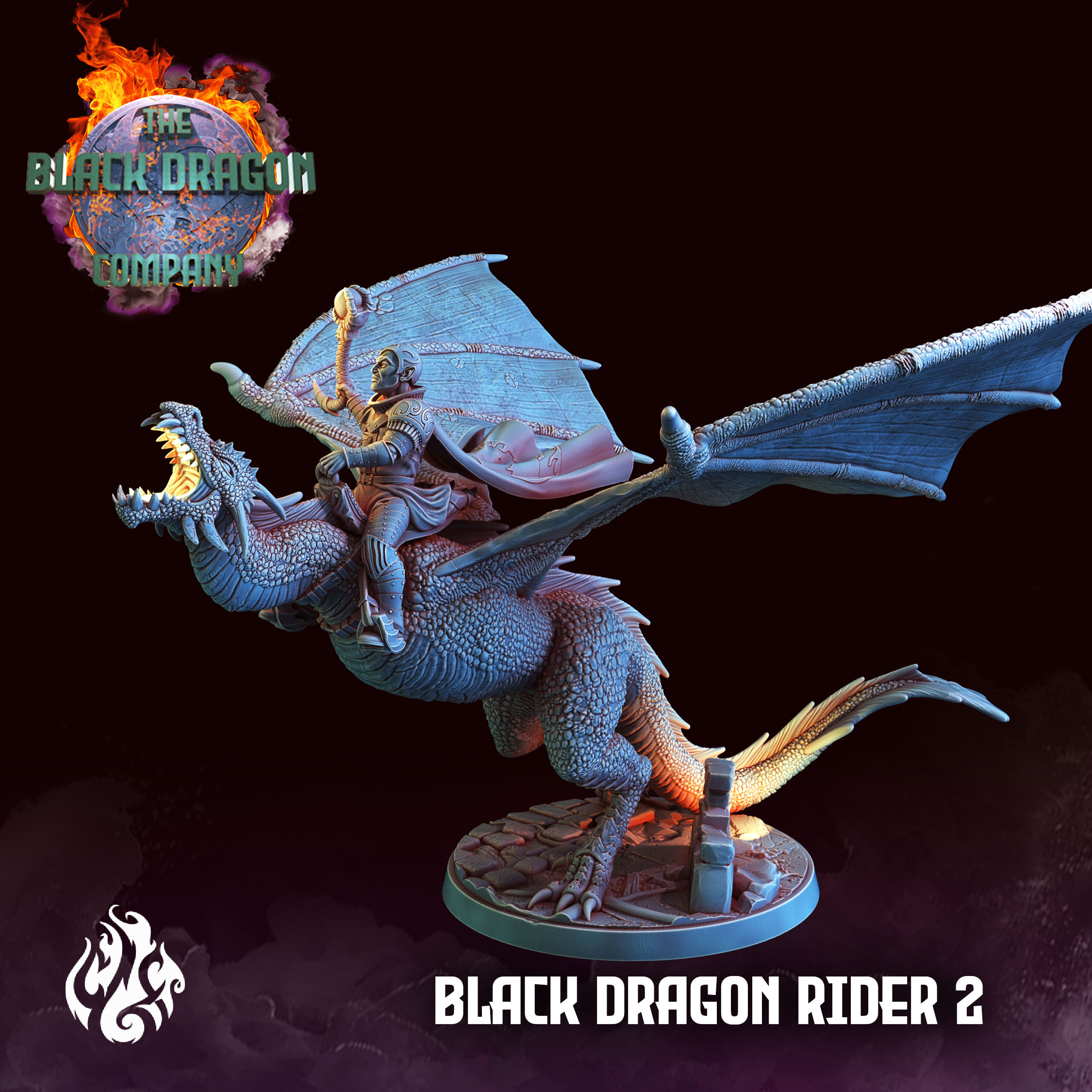 🐉 Black Dragon Rider 2・ 3D File for ・Cults