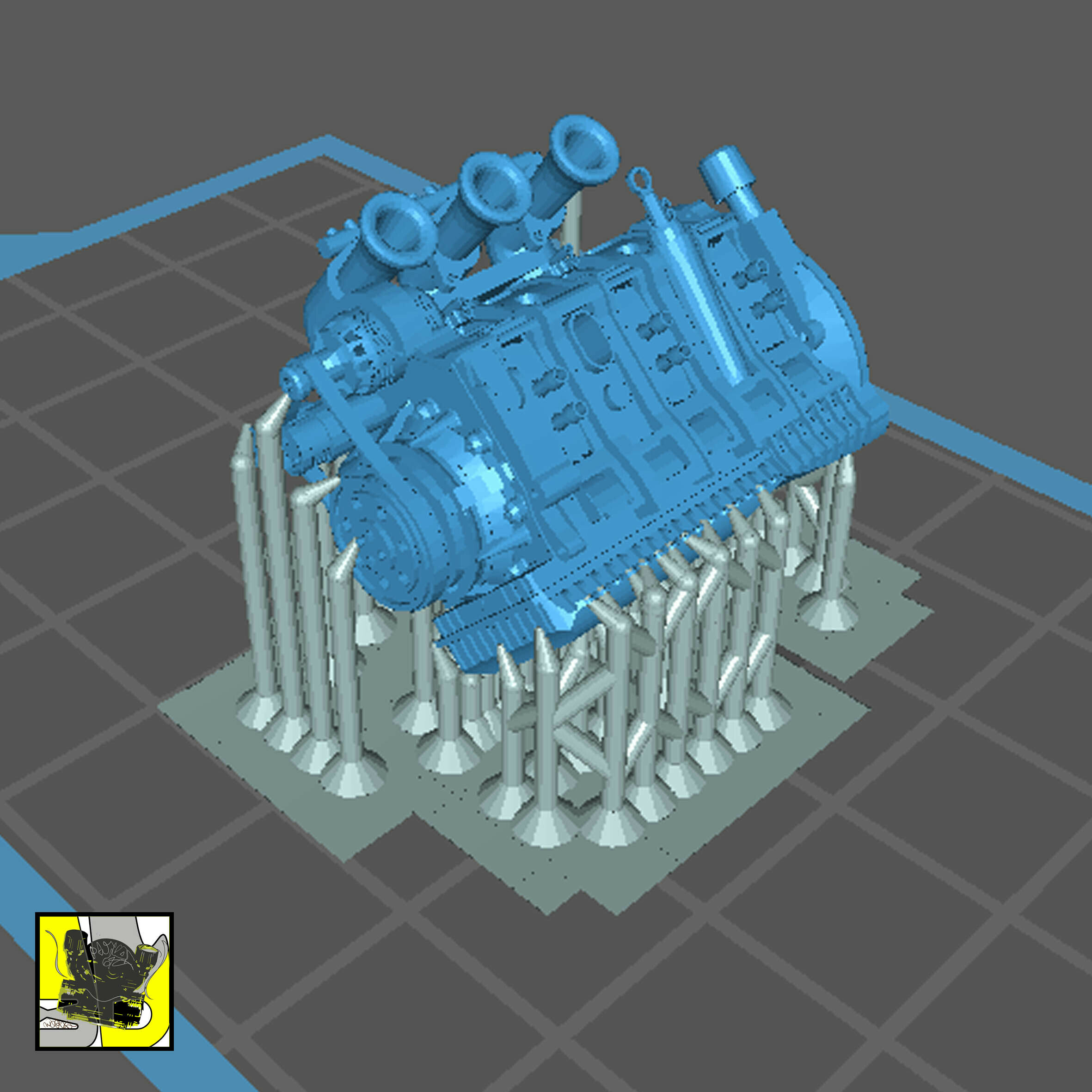 🚗 1/24 Scale Engine Mazda 13B 3 Rotor・ STL File for ・Cults