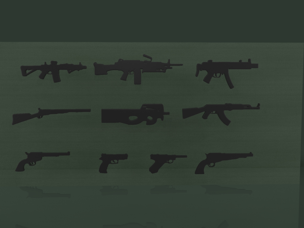 🗝️ 枪支钥匙链/剪影・文件用于STL 三维打印・Cults, image size:1024x768