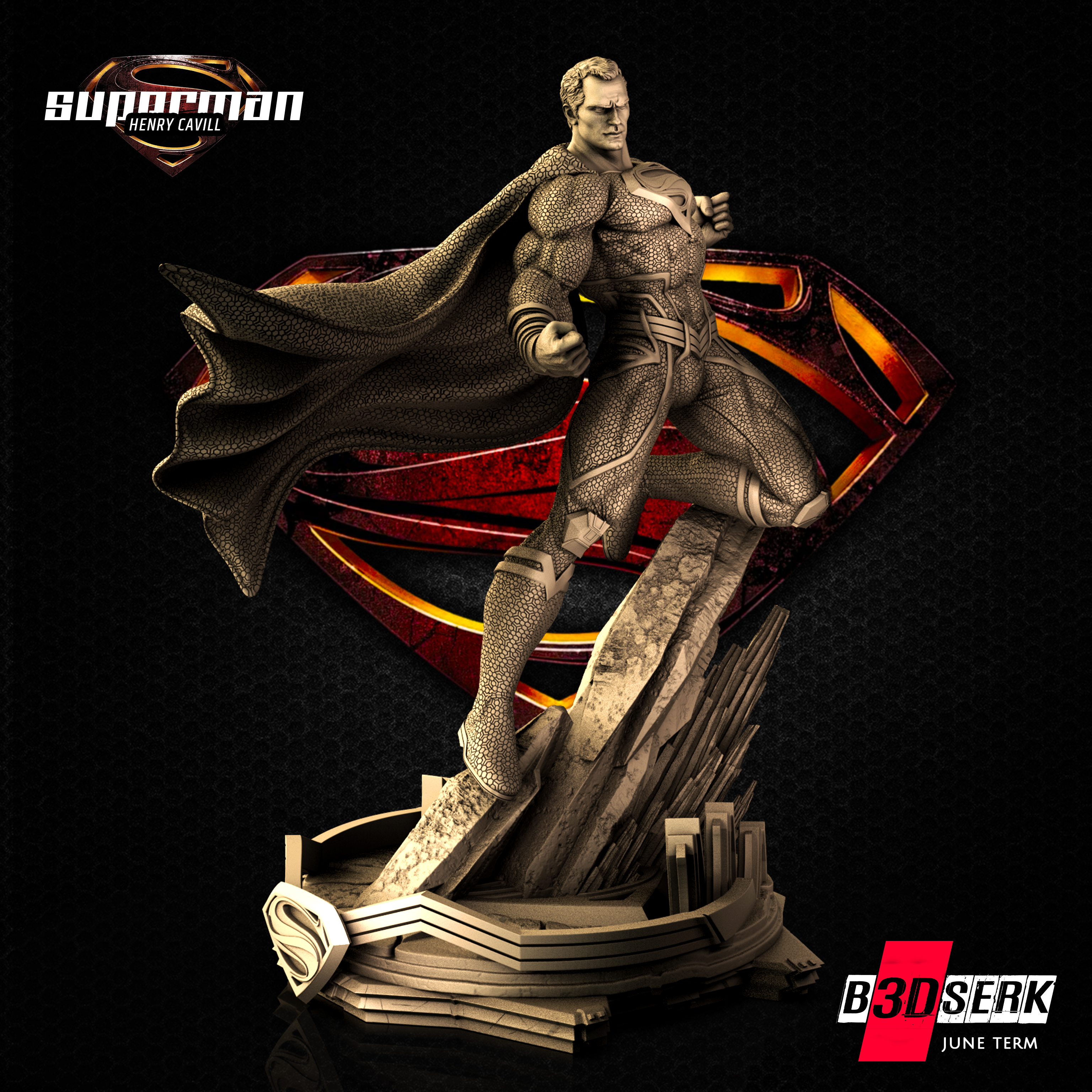 🦸‍♂️ B3DSERK June Term Superman Sculpture 1/6・ STL File