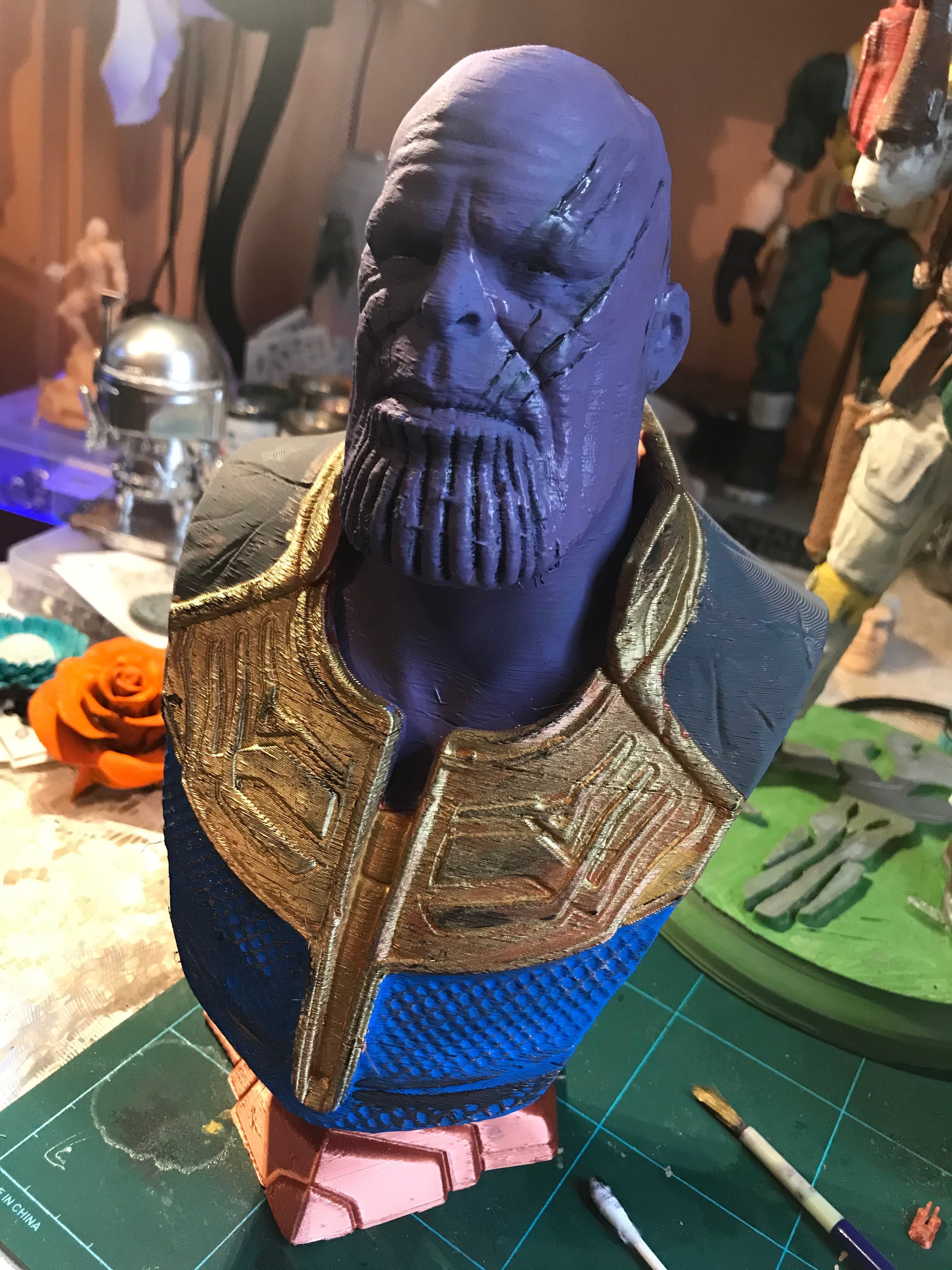 Busto de Thanos de la Guerra del Infinito (fan art) impreso en 3D・Cults