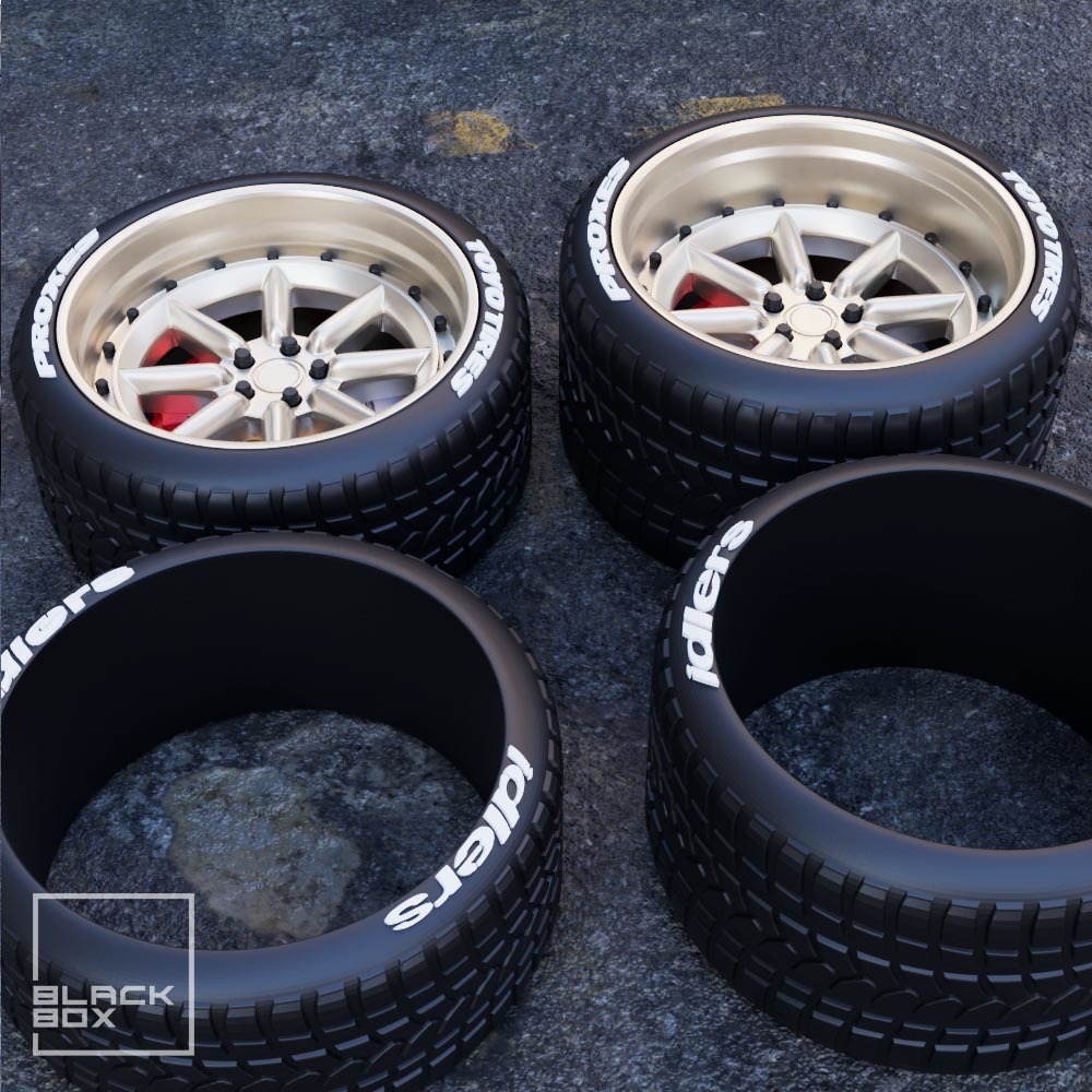 🛞 RWB WATANABE Style wheel - Front and rear with tires for diecast and ...