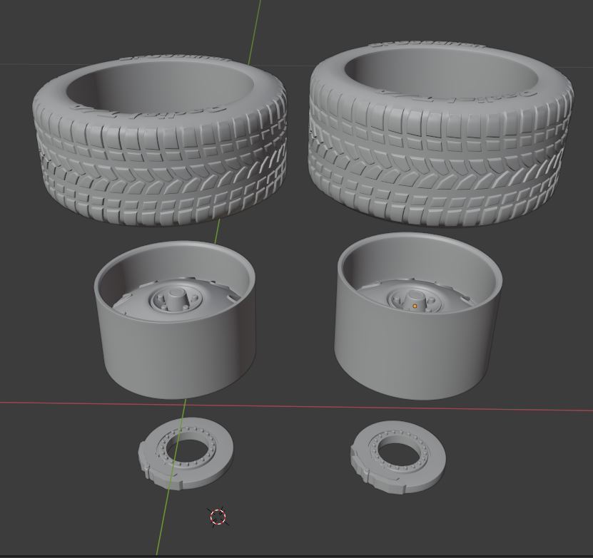 Fichier 3D Muscle Car Rallye Wheels with Tire - Front and Rear for RC ...