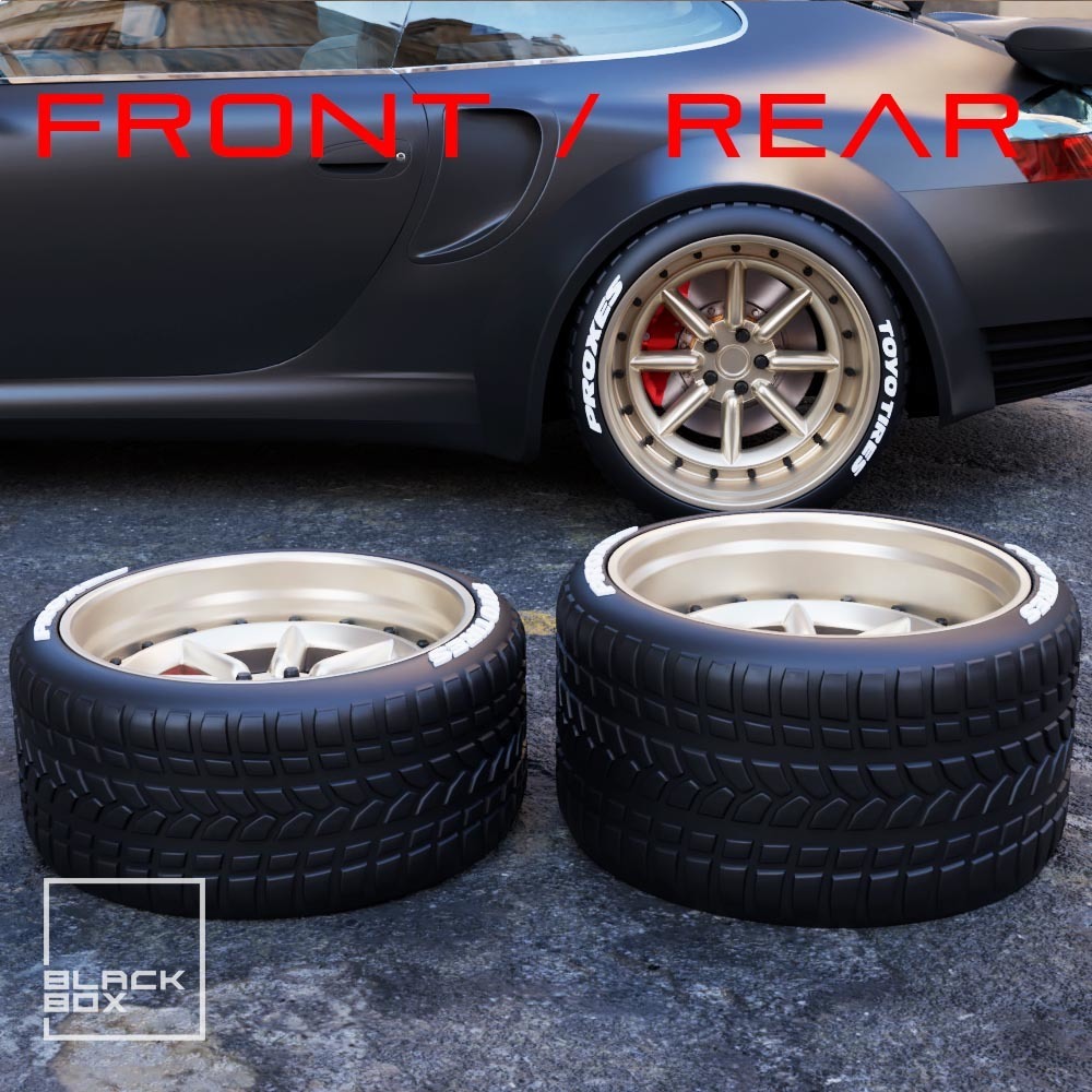 🛞 RWB WATANABE Style wheel - Front and rear with tires for diecast and ...