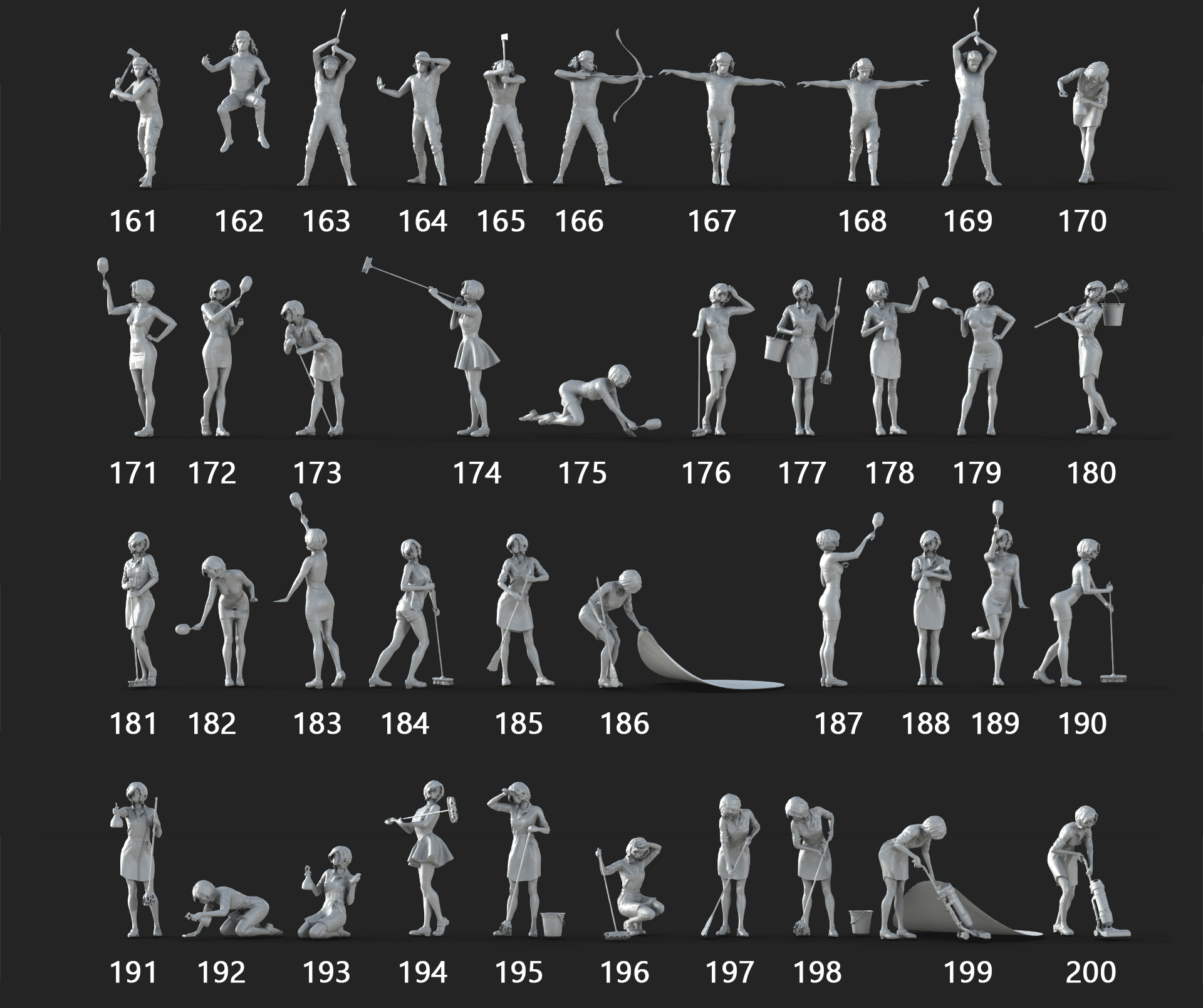 Crowd Pack 👩 265 Lowpoly People Crowd Pack Set-07・ 3D File for ・Cults