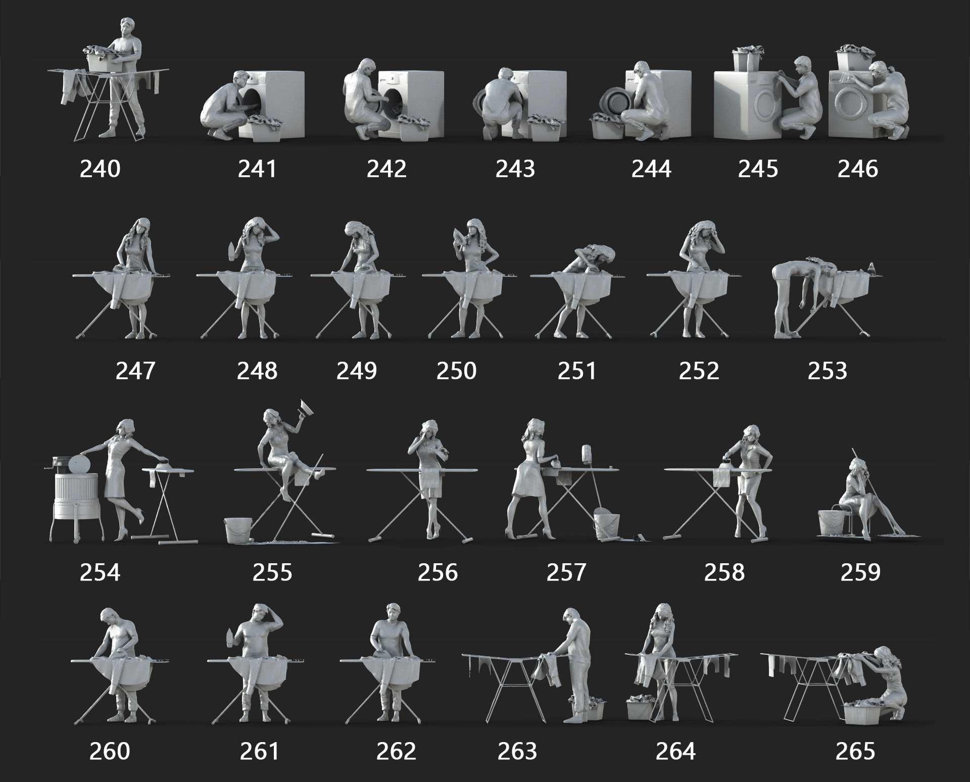 Crowd Pack 👩 265 Lowpoly People Crowd Pack Set-07・ 3D File for ・Cults