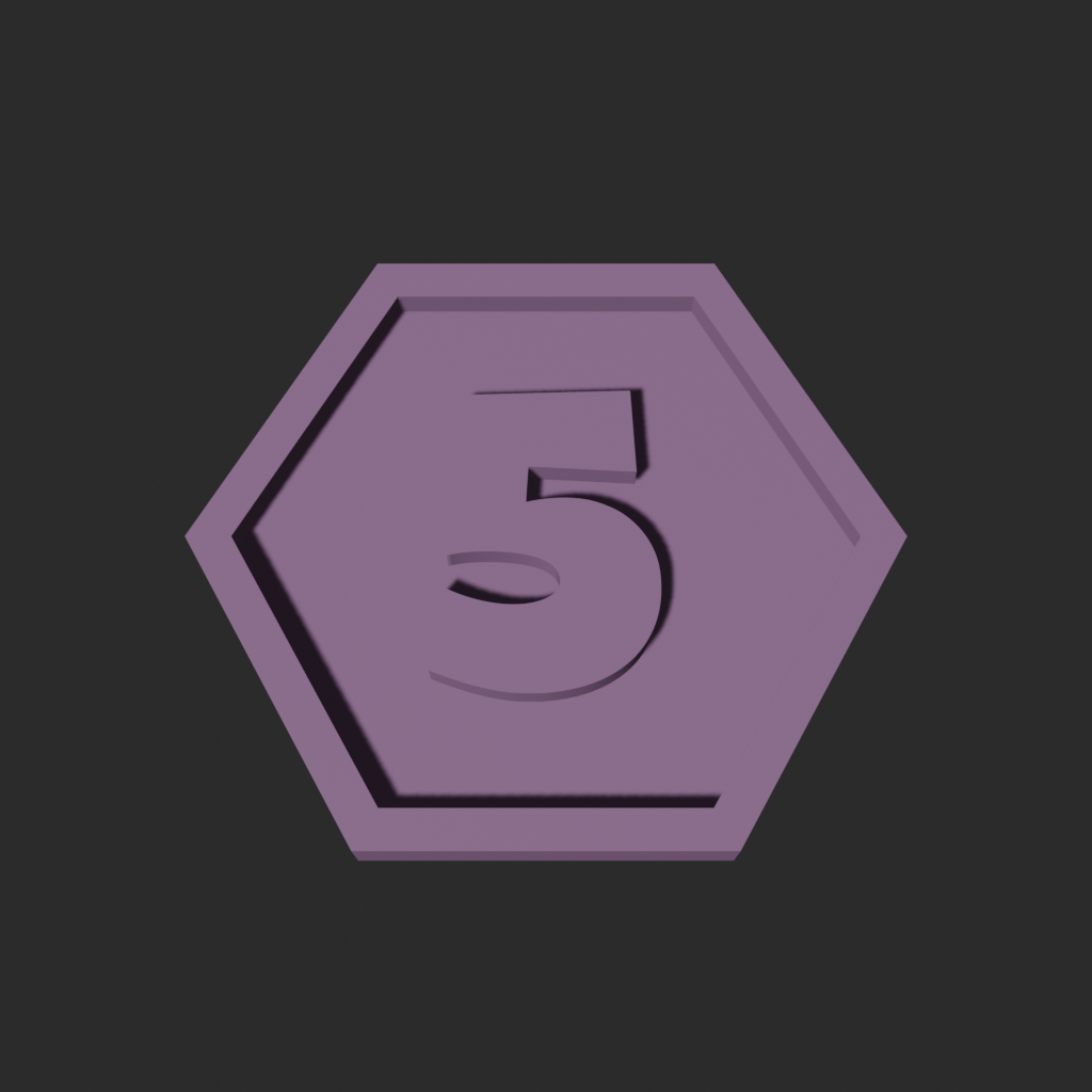 Token 5 🎲 Five Hexagon – 3D Printable Game Token・Free 3D File for 3D printing・Cults