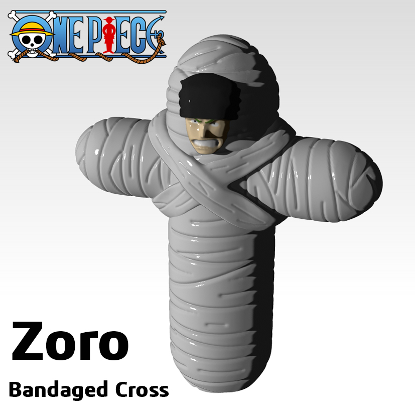 ❌ ZORO - BANDAGED CROSS (ONE PIECE)・ STL File for ・Cults