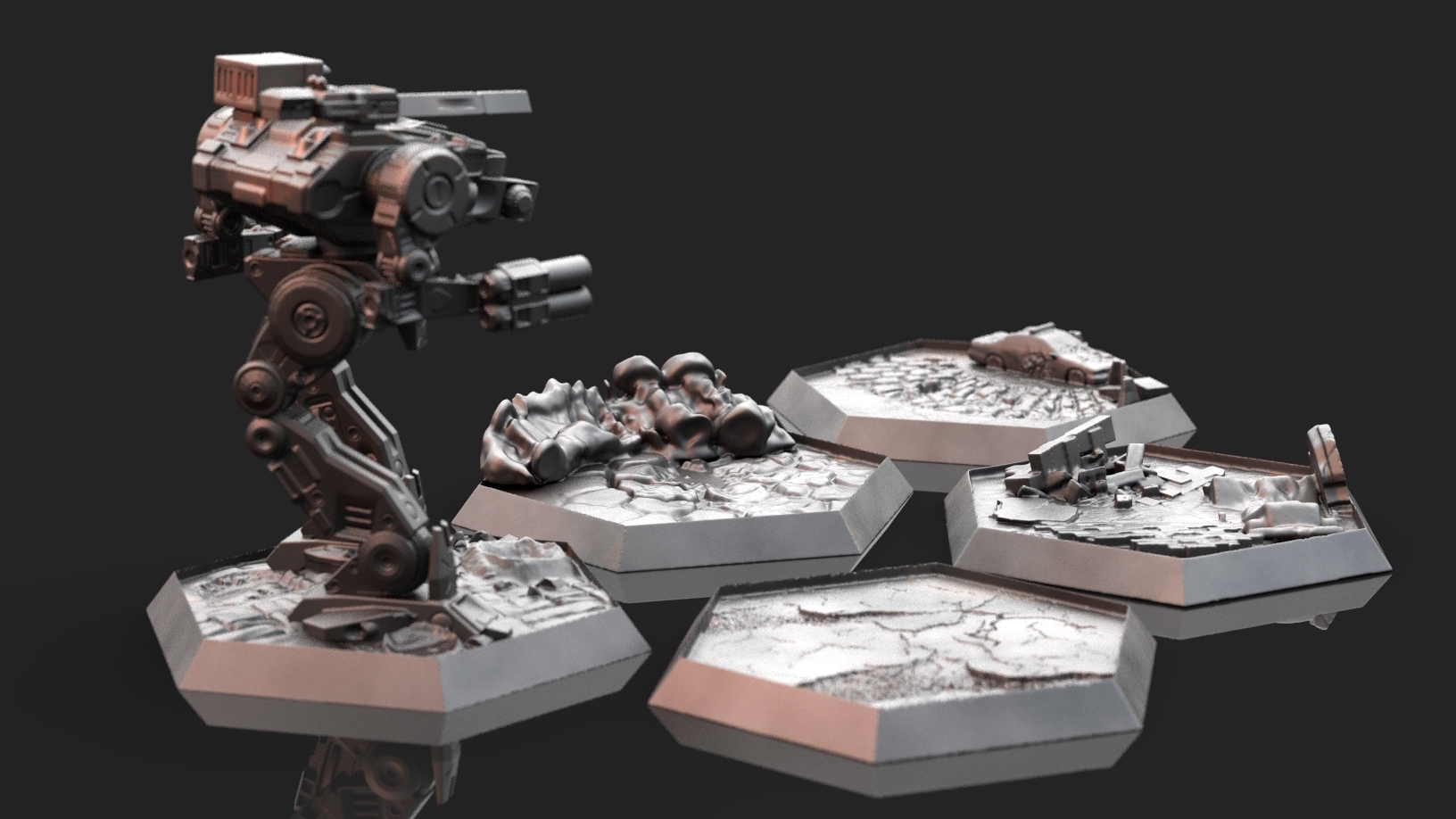 3D file Hex Bases Urban Warfare Hexes 🎲・3D printable model to download