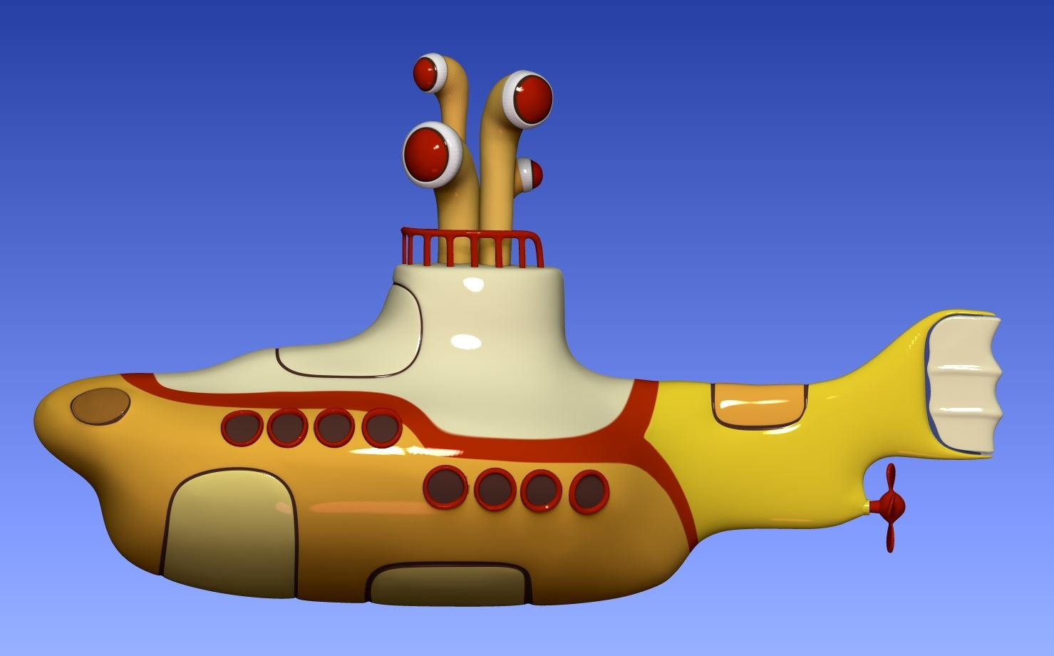🚢 Yellow submarine .The Beatles・ STL File for ・Cults, image size:1479x920