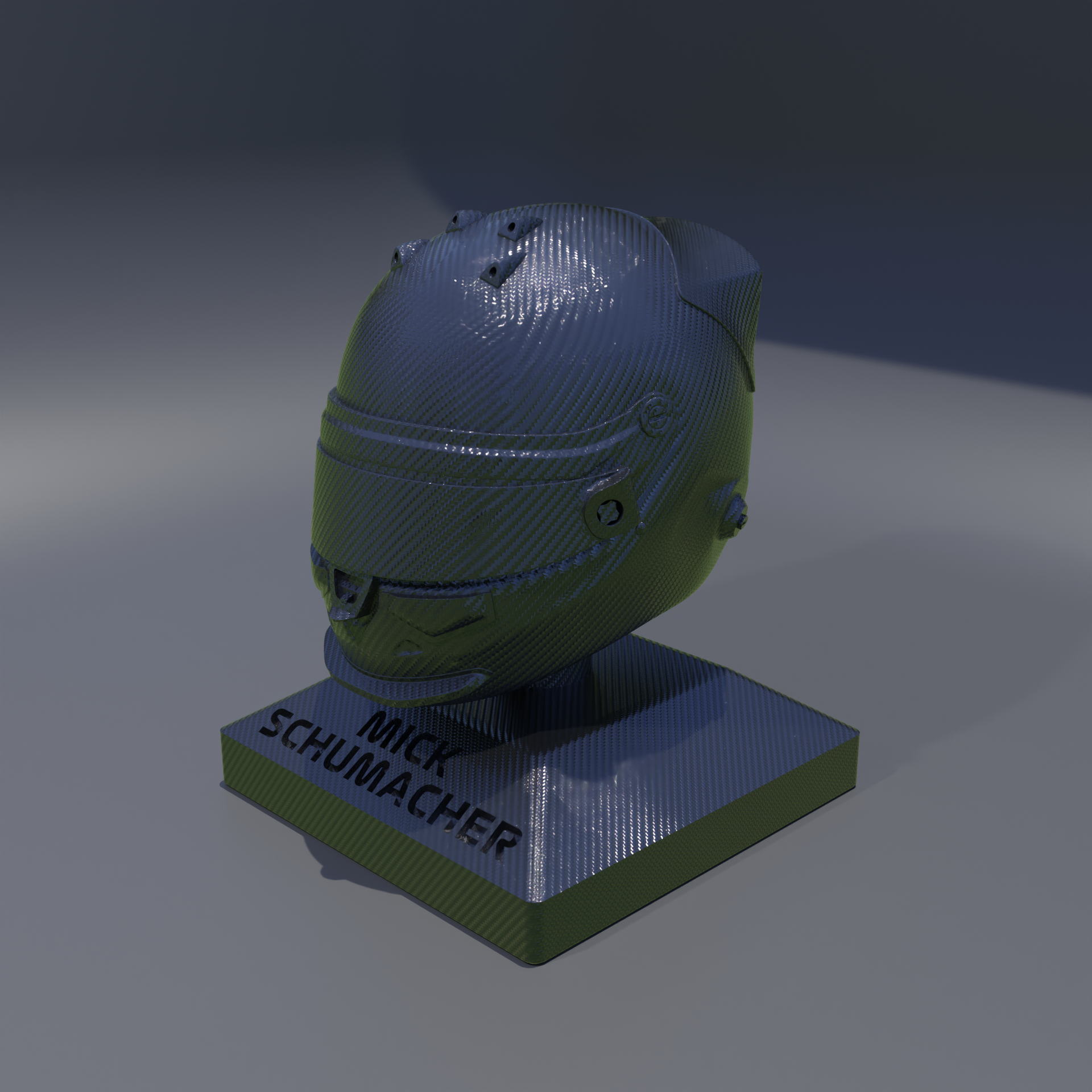 🪖 MICK SCHUMACHER CASCO DE FORMULA CON SOPORTE・Archivo STL