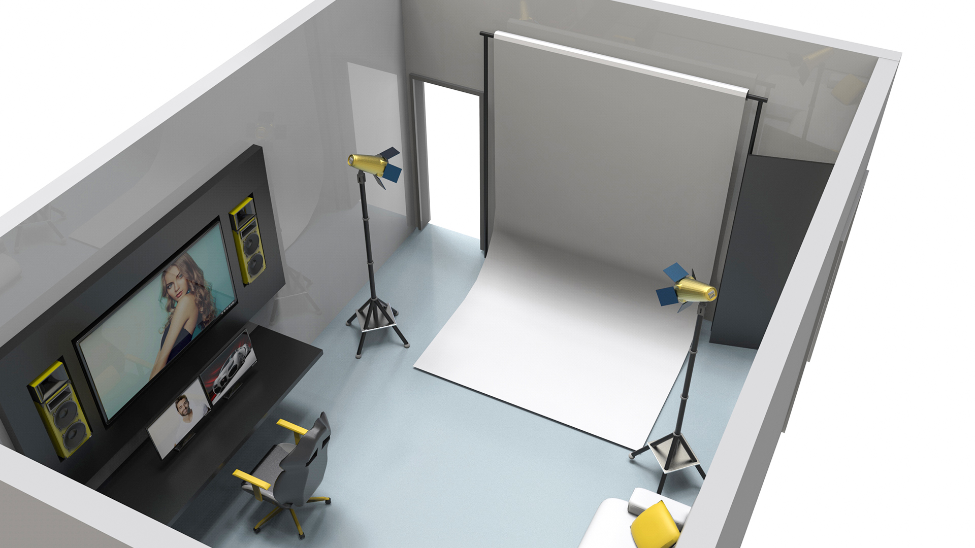🎵 Photography Studio 3d model setup・ OBJ File for ・Cults