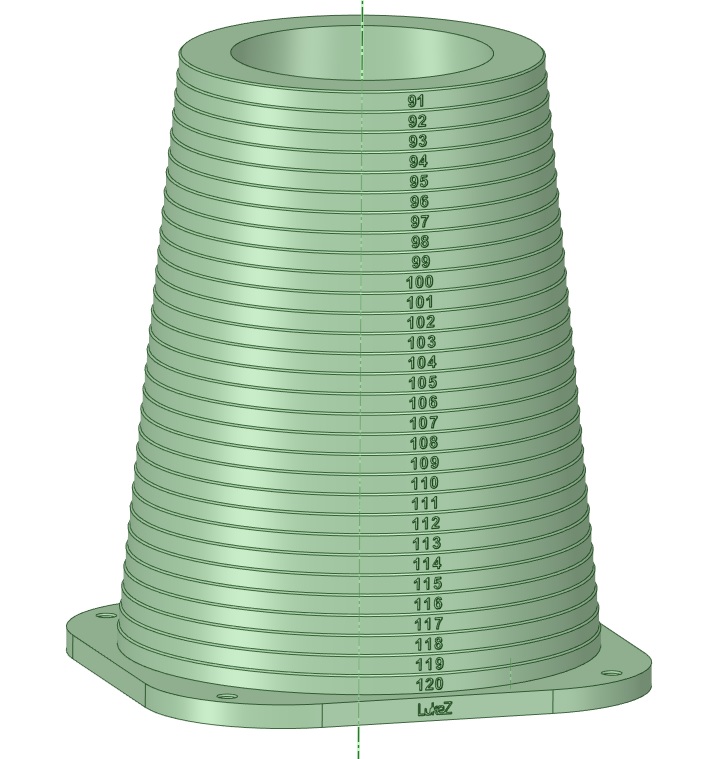Fichier STL Cône de mesure pour les joints toriques. Diamètre 91120 mm