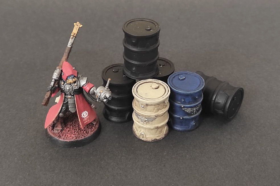 Décor Warhammer 40k – Barils Et Caisse – Battlefield Accessories Terrain Objective