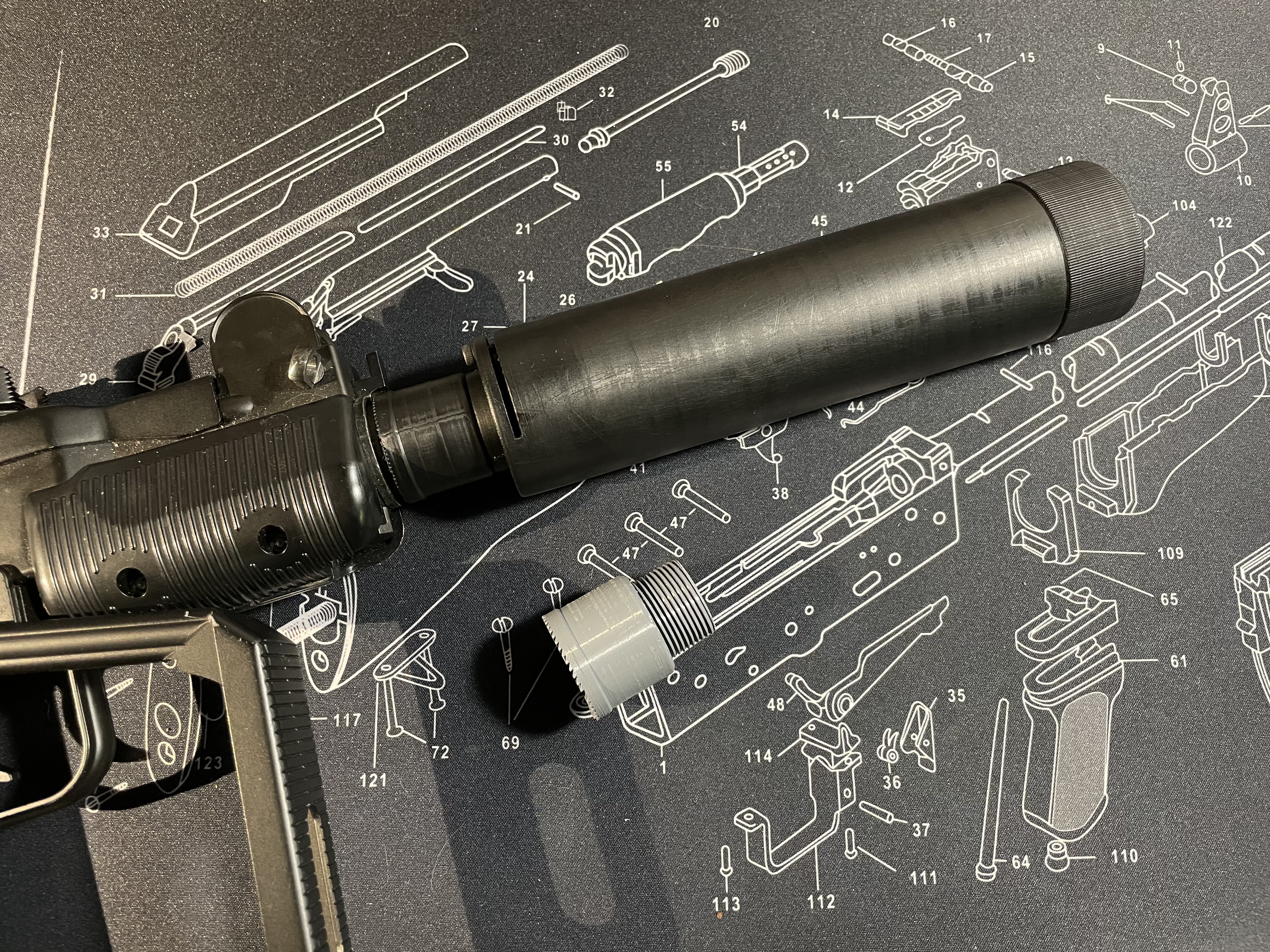 🔫 Mini uzi silencer adapter (M24x1,5RH)・Free STL File for