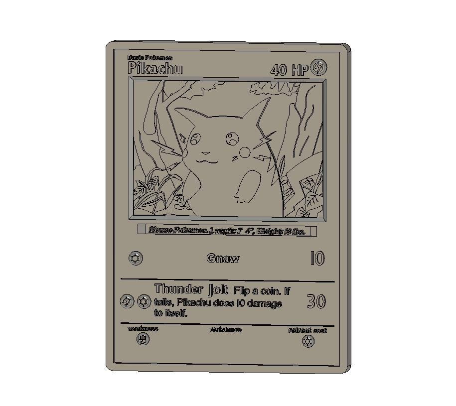 3D Printed Proxy Pokemon Cards - Pikachu STL File for Cults 3D Printed Proxy Pokemon Cards - Pikachu STL File for Cults