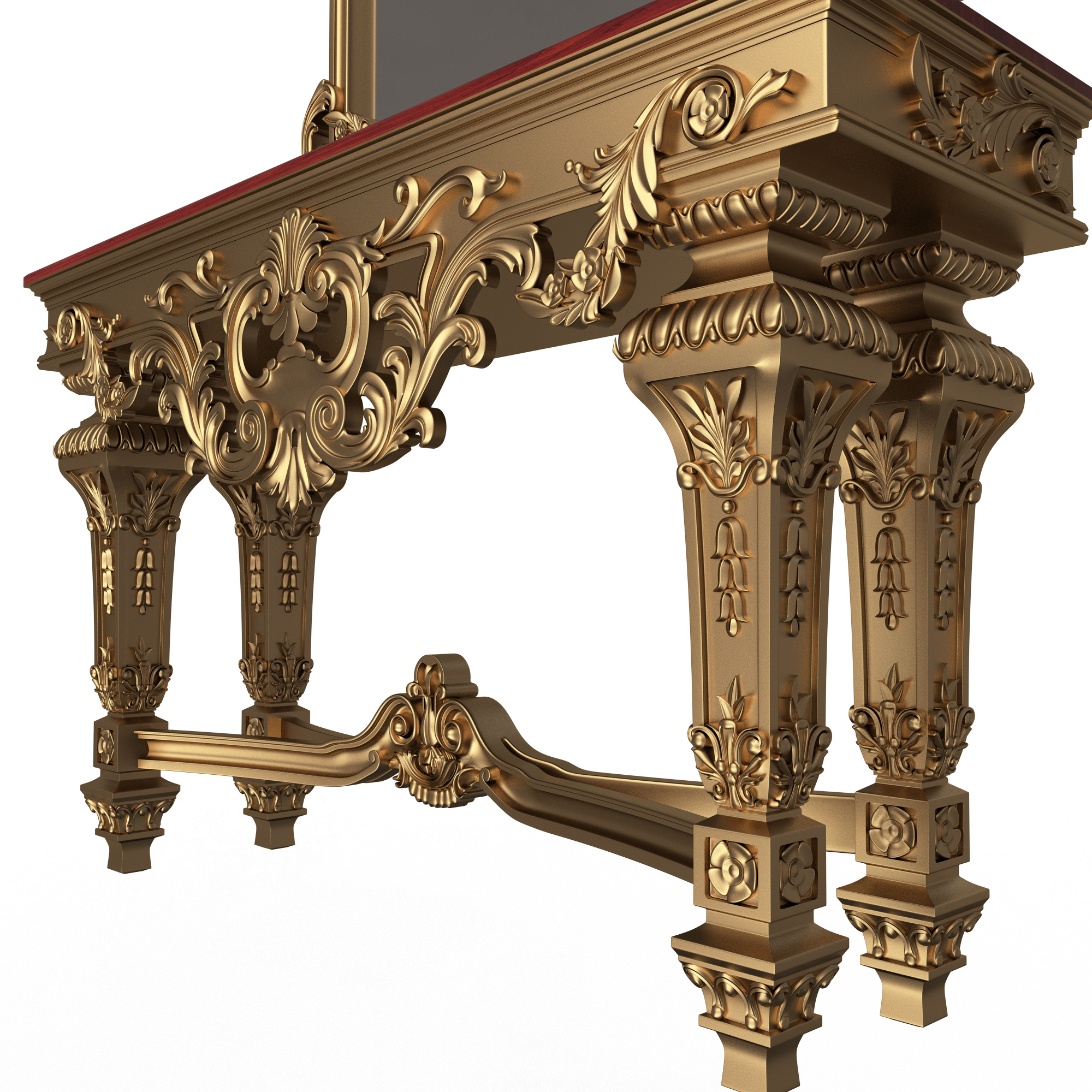 Console Without Mirror 🪞 Classic Console Table with Mirror 01・ 3D File for CNC machining ...