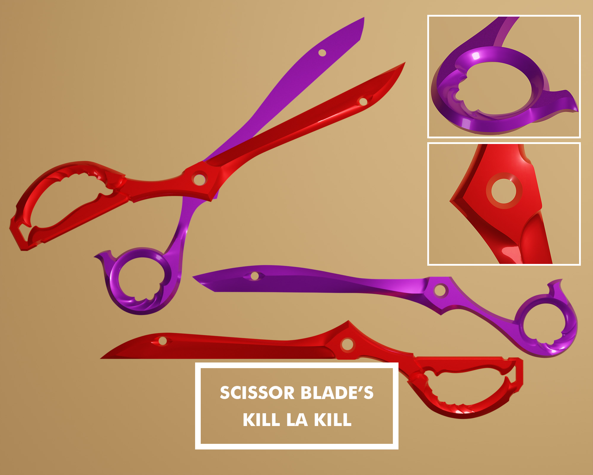 Archivo 3D Scissor Blade Ryuko Matoi & Nui Harime Blade - Kill la Kill ...