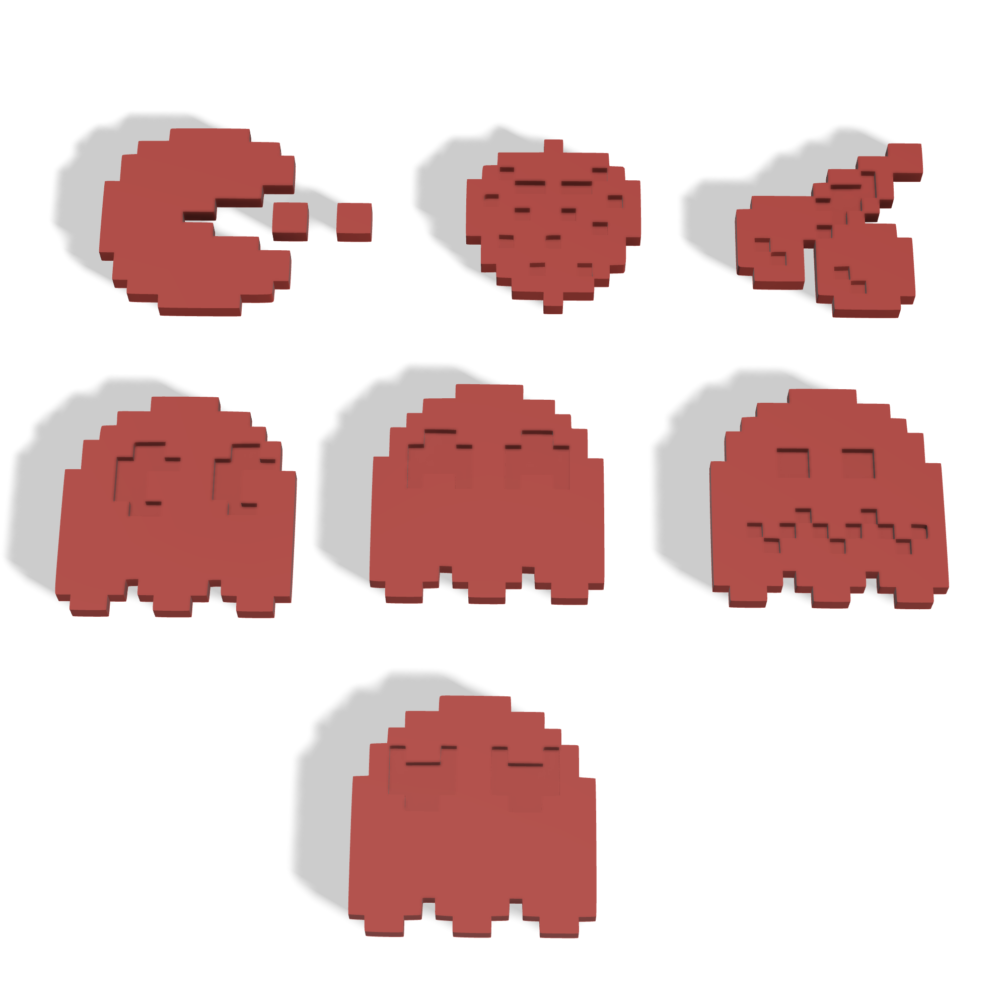 💎 PACMAN FIGURE CUTTERS X7 DESIGNS・Free STL File for ・Cults