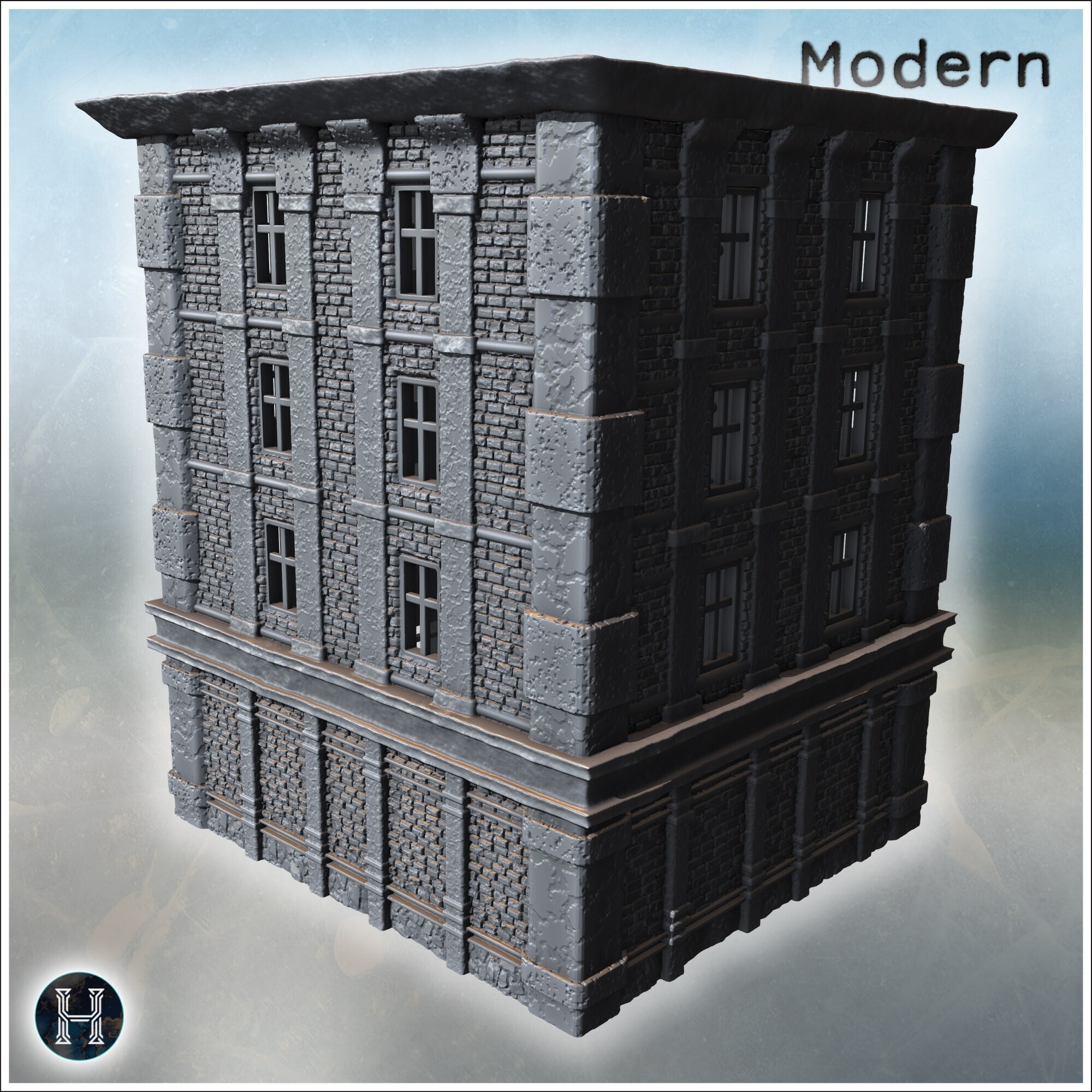 🏗️ Rectangular urban building with large storefront windows and ...