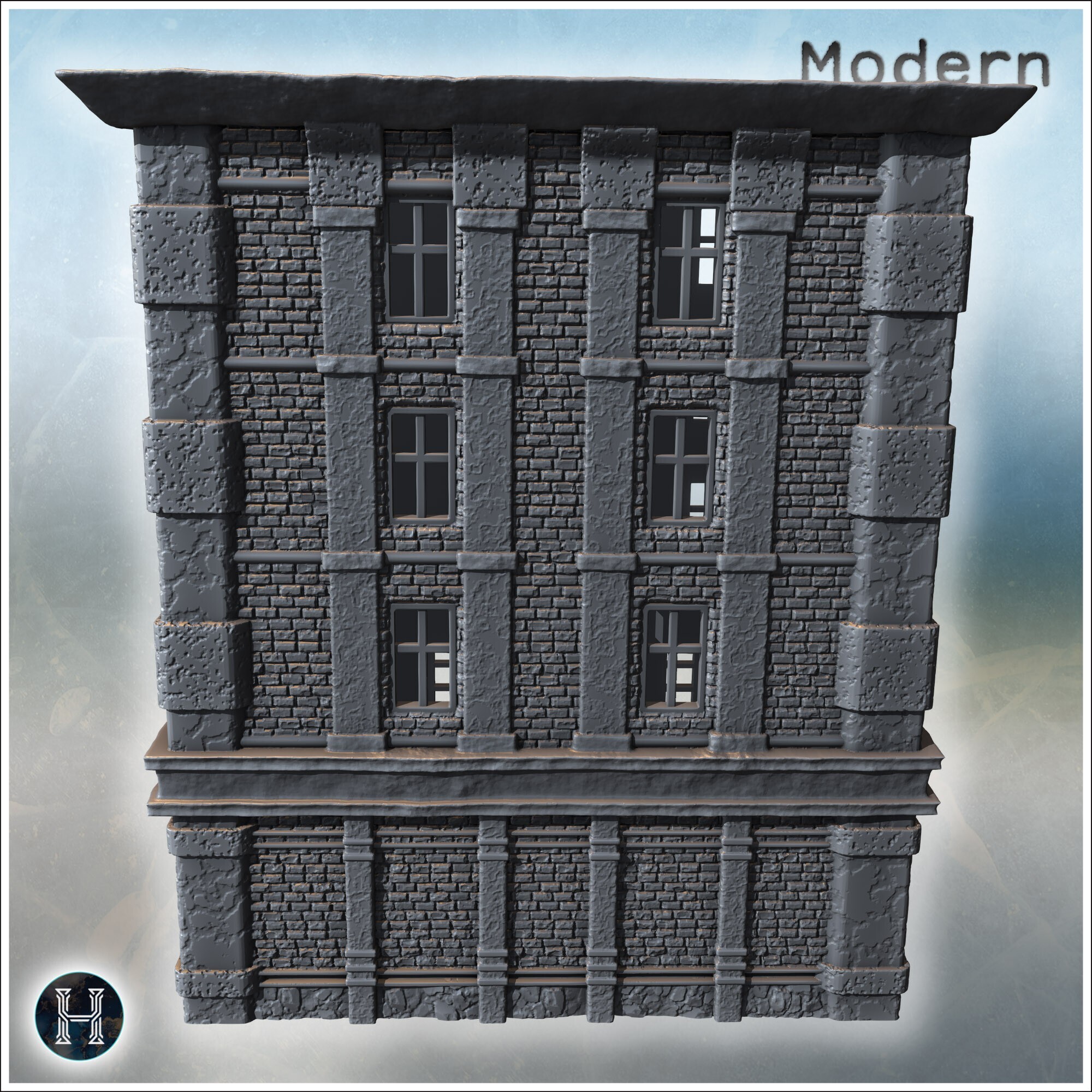 🏗️ Rectangular urban building with large storefront windows and ...