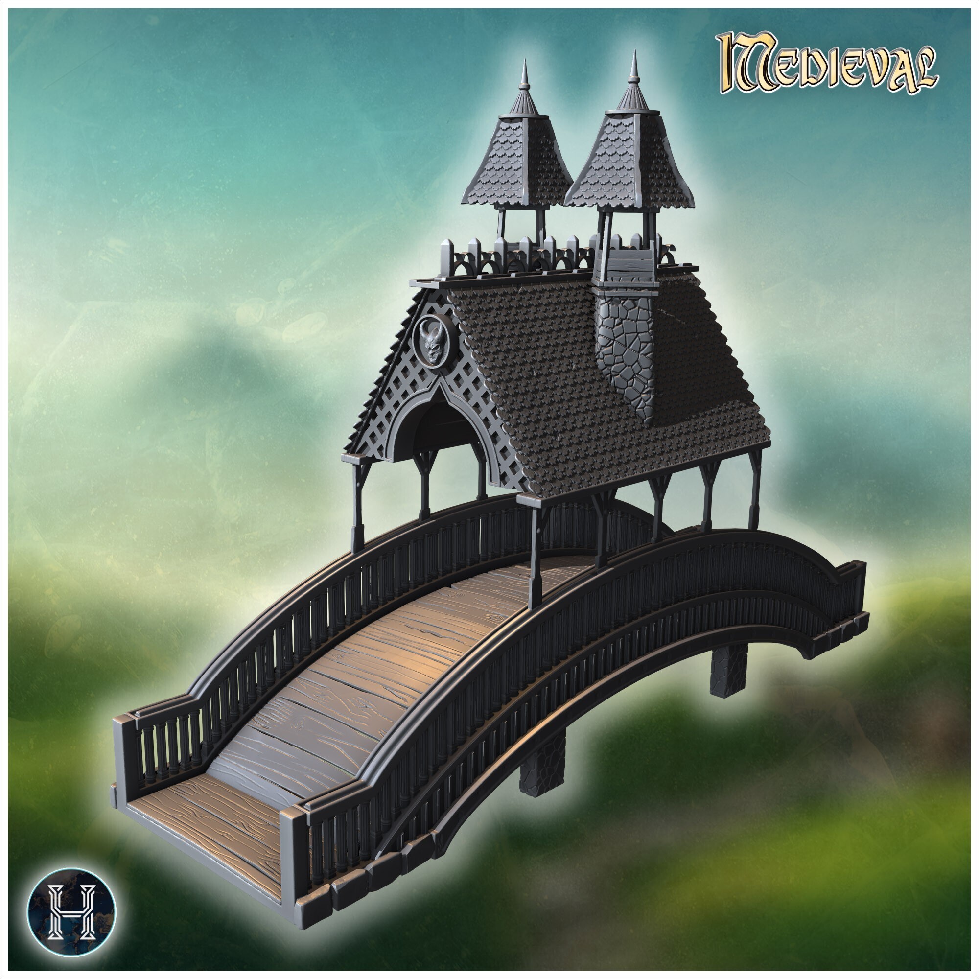 🌉 Stone bridge with towers (2) - Medieval Gothic Feudal Old Archaic ...