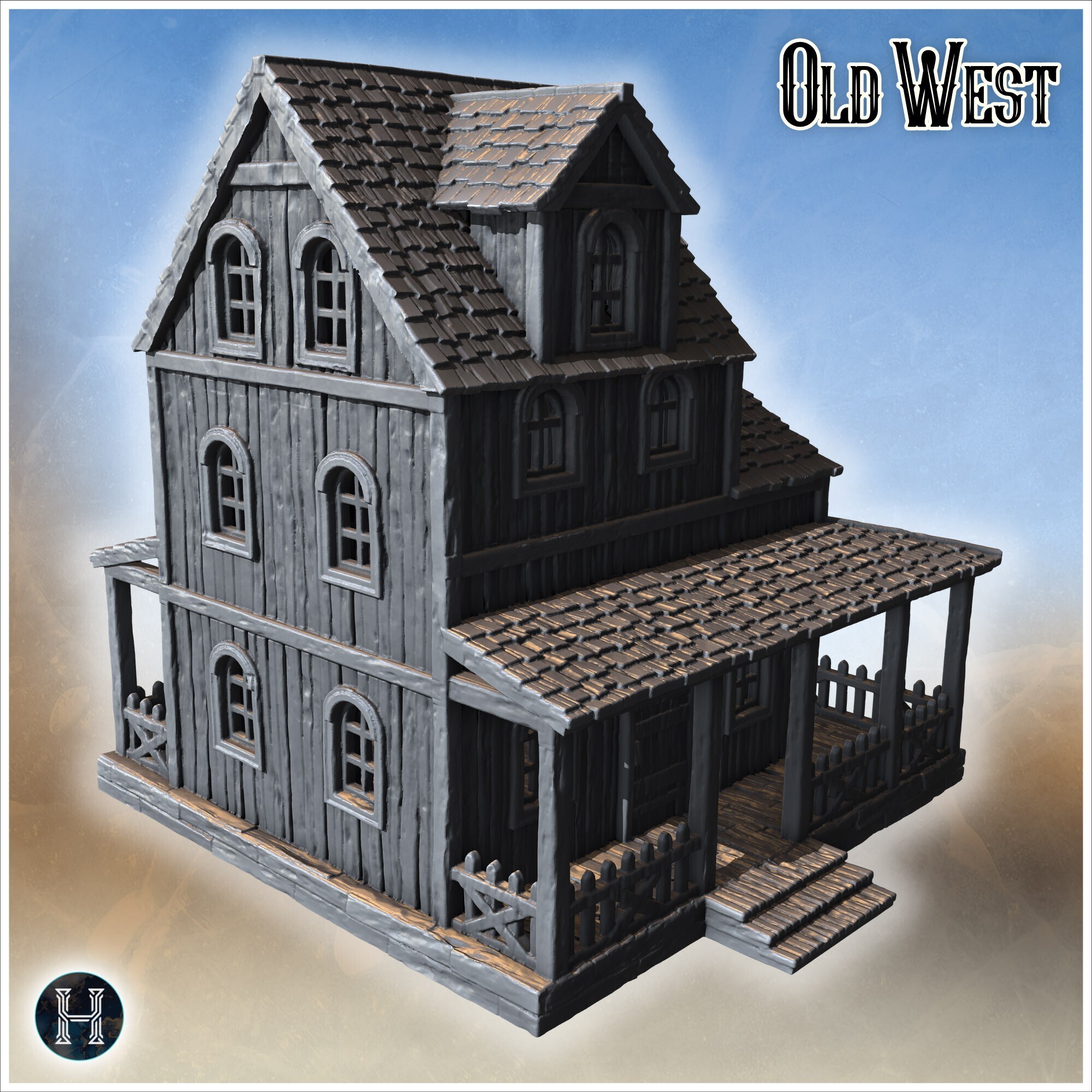 🪵 Wooden house with upper dormers, wrap-around porch and decorative ...