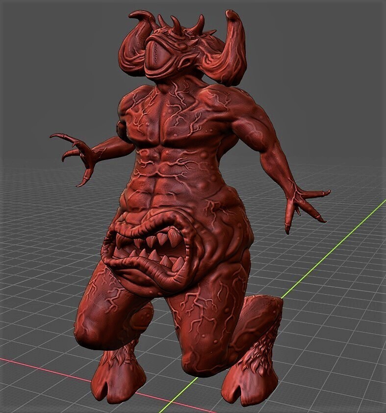 👄 Demon - Belly Mouth・Free STL File for ・Cults