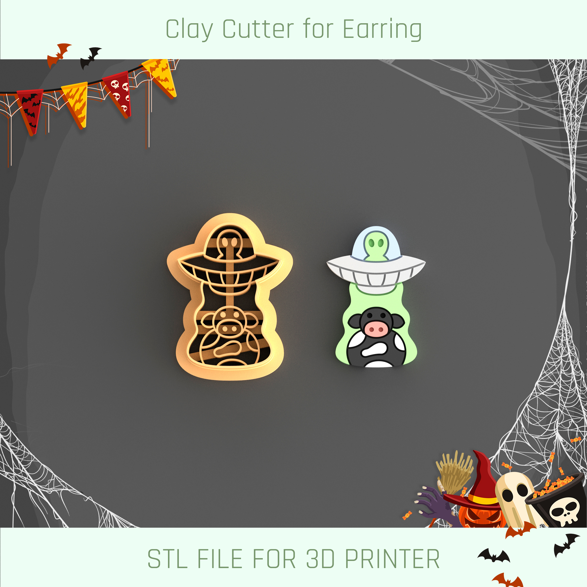 👽 Alien Stealing a Cow・ 3D File for 3D printing・Cults