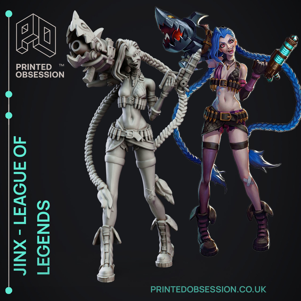 👙 Jinx - League of Legends - 25cm Fanart Model・Free 3D File for ・Cults