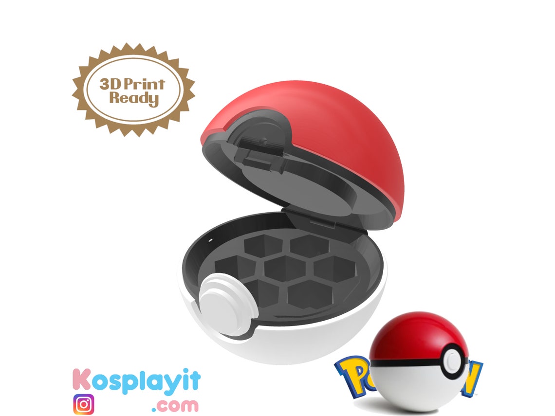 3MF file Functional Pokeball D20 Dice Holder 3D Model Digital File