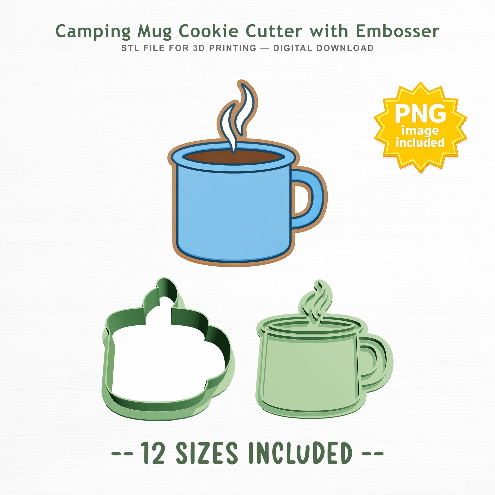 Cwc Cookie Cutter Mug 🏕️ Camping Mug Cookie Cutter and Embosser・ 3D File for 3D printing・Cults
