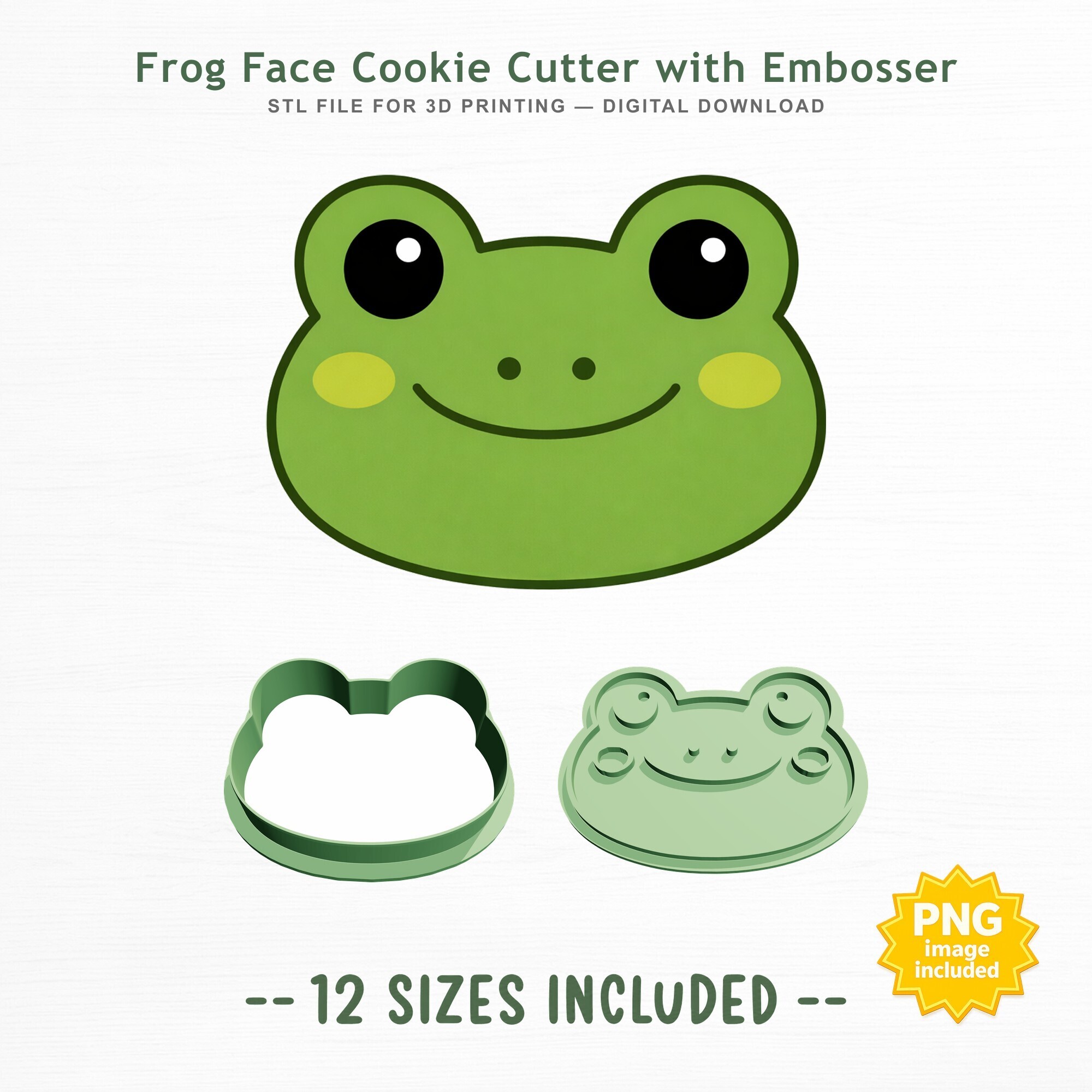 🐸 Frog Face Cookie Cutter and Embosser・ 3D File for 3D printing・Cults