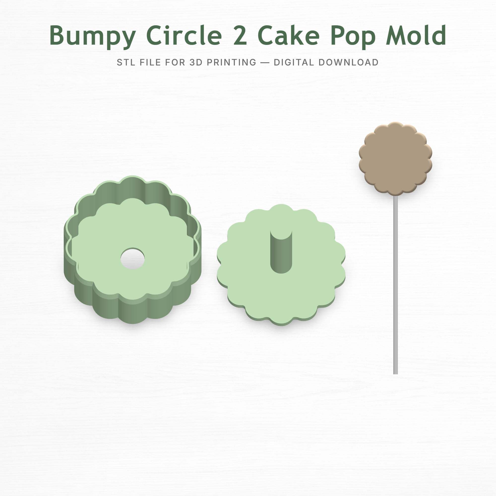 🟣 Shape Bumpy Circle 2 Cake Pop Mold・ 3D File for 3D printing・Cults