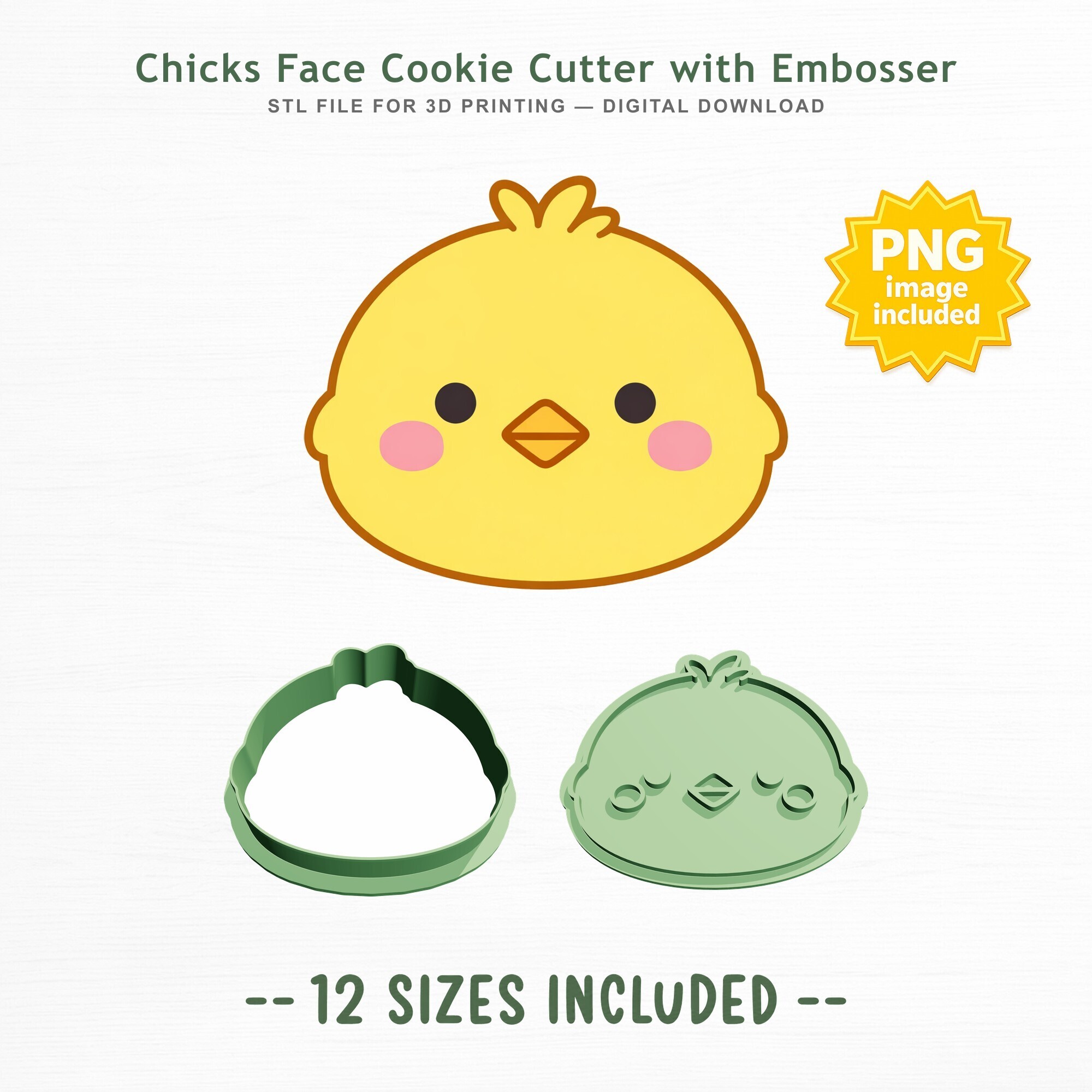 🍪 Chicks Face Cookie Cutter and Embosser・ 3D File for 3D printing・Cults