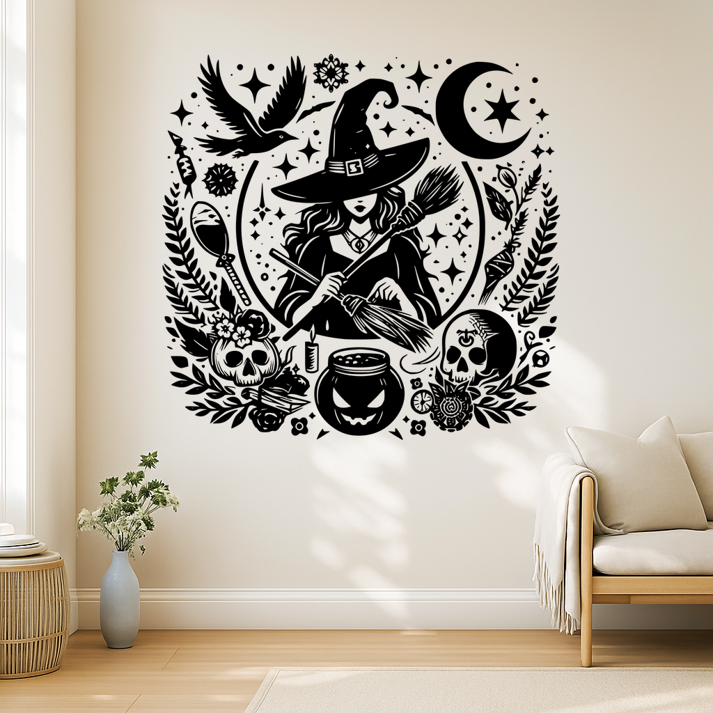 🧙‍♀️ Witch Cauldron Raven Halloween - Wall Art Multicolor・ 3D File for ...