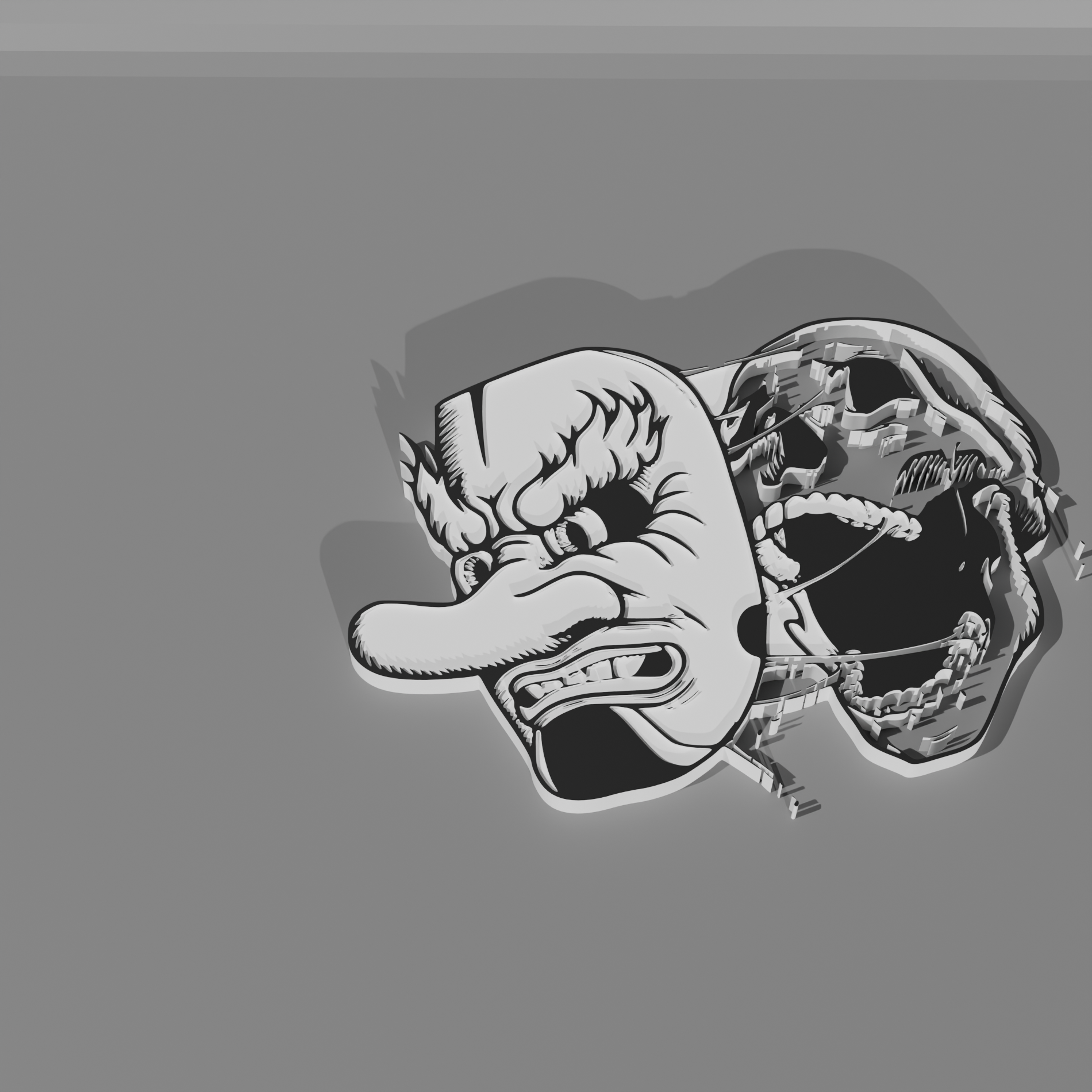 💀 Masque de tueur de démons Tête de mort - Porte-clés_Onecolor・Fichier 3D  pour Impression 3D・Cults, image size:1900x1900