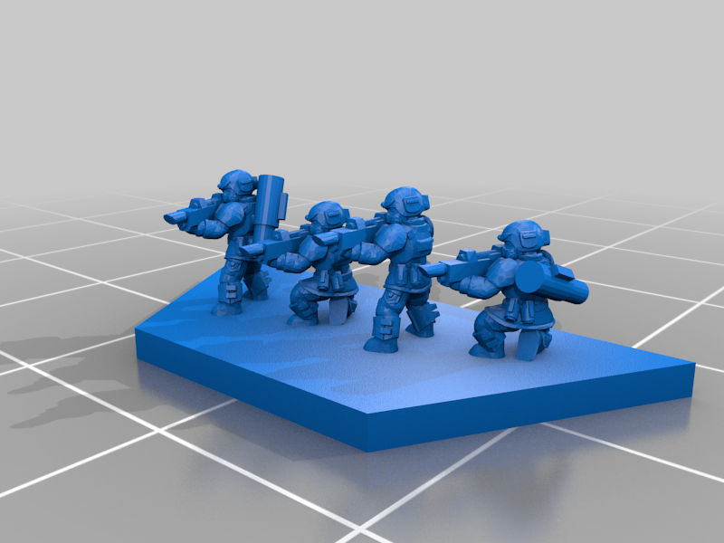 🎲 Half-Hex Infantry Stands (4person, Rfl/Rfl+LAW)・Free 3D File for ・Cults