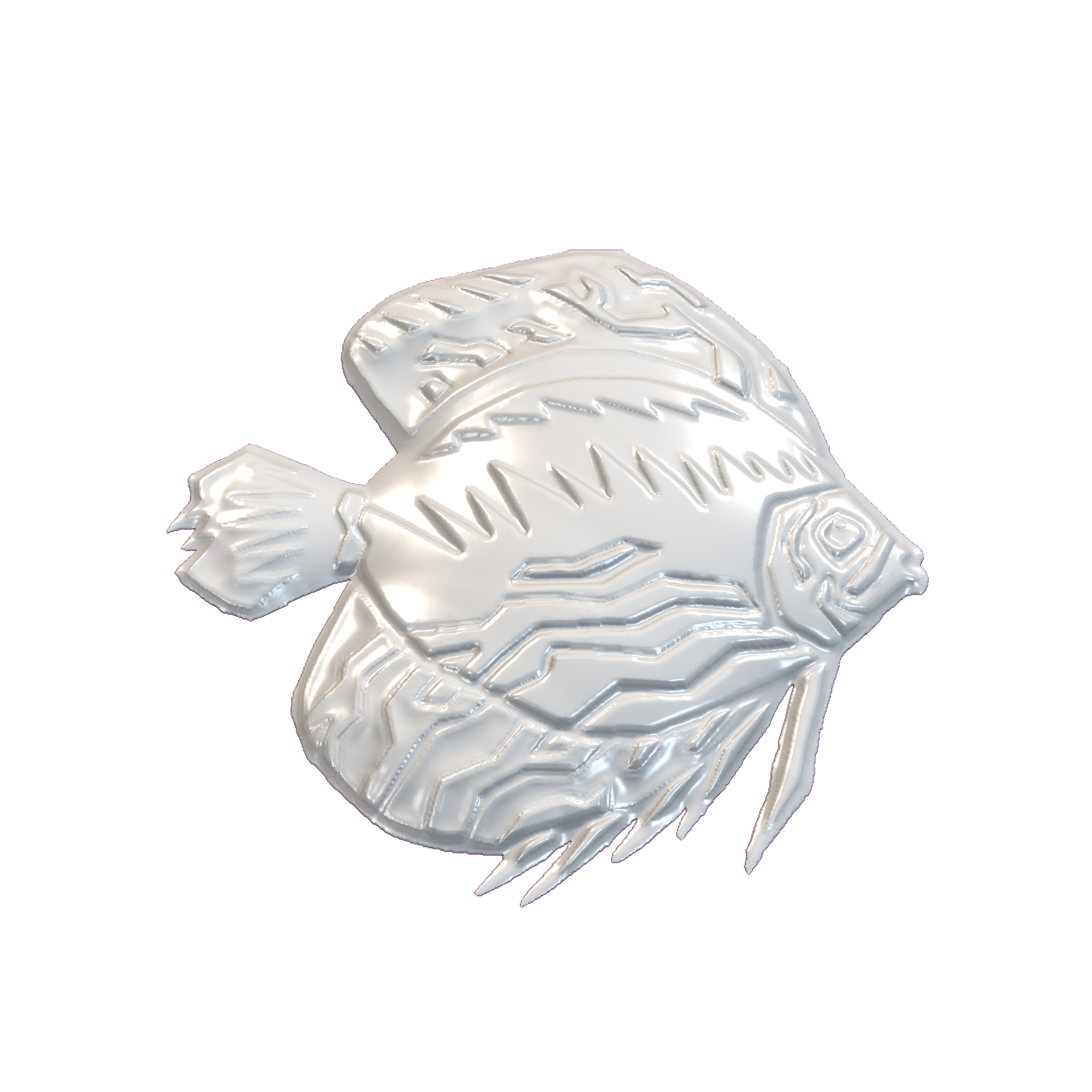 🐠 Caribbean Angelfish Tall Disc Body Geometric Zigzag Band Fan Caudal ...