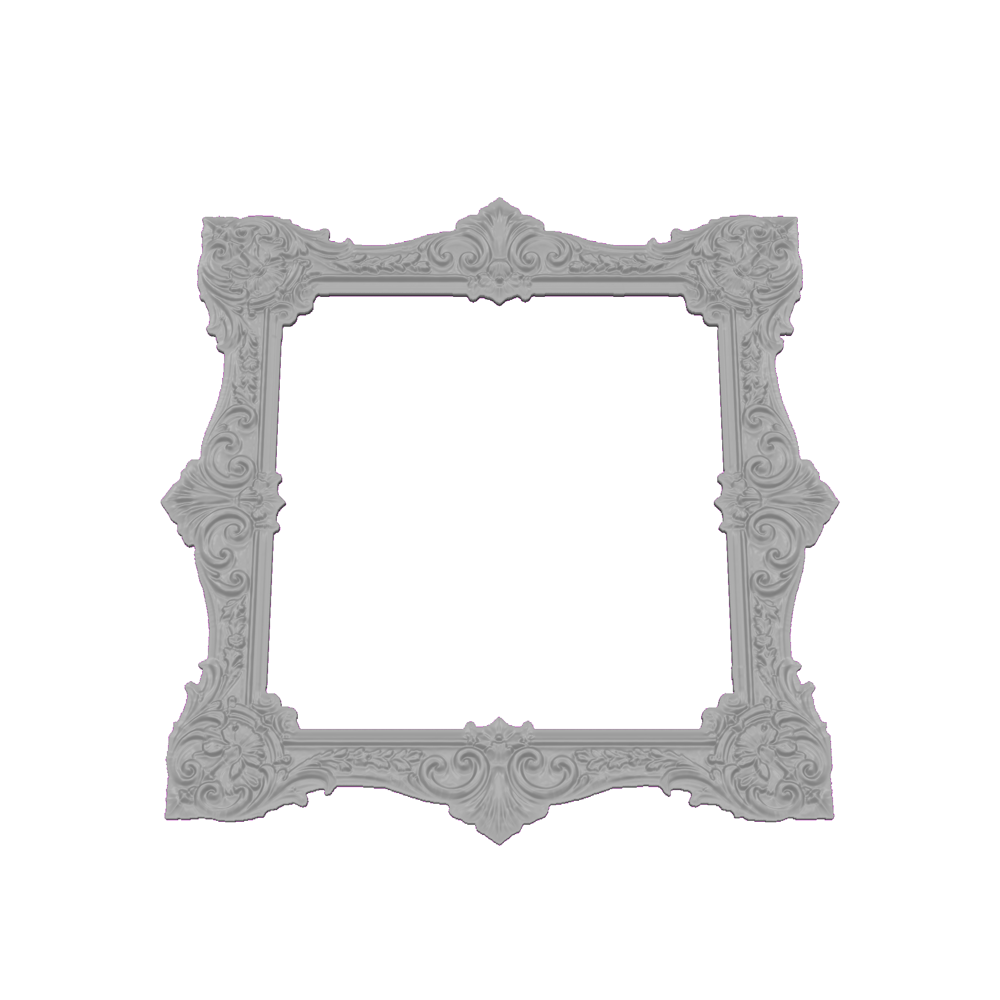 DOCbOkU.png Square Frame with Rosette Corner – Vintage Bas-Relief STL
