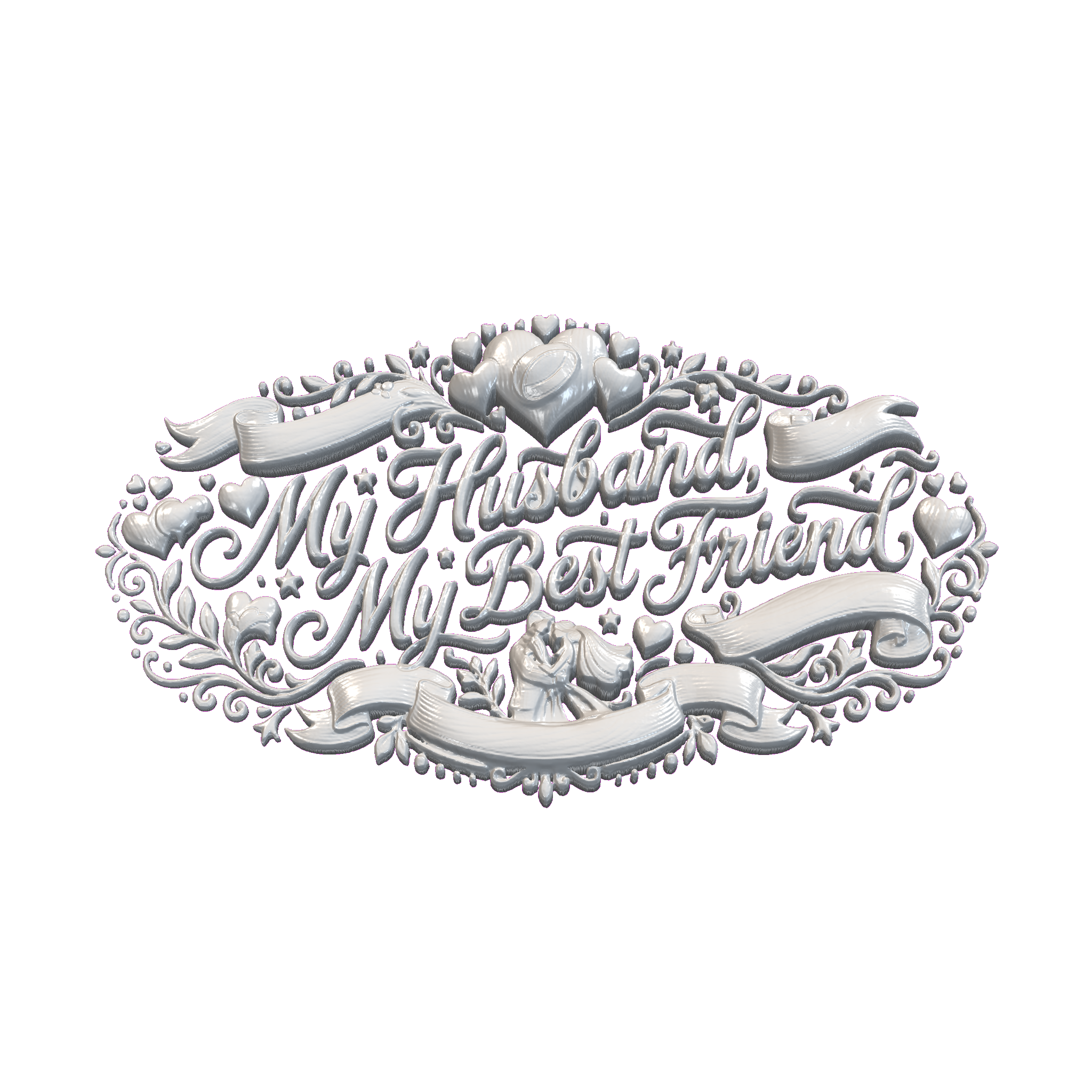 🎀 My Husband My Best Friend Ribbon Banner Oval Sign STL 3D CNC No-12 ...