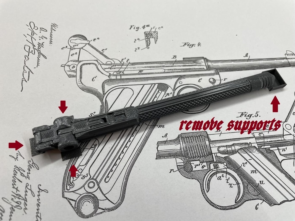Free STL file Luger pen (print in place) 🖊️ ・Object to download and to ...